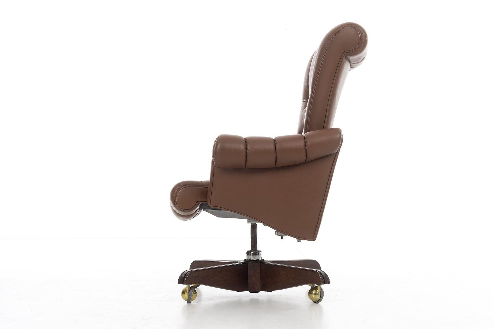 Leather Edward Wormley Executive Office Chair For Sale