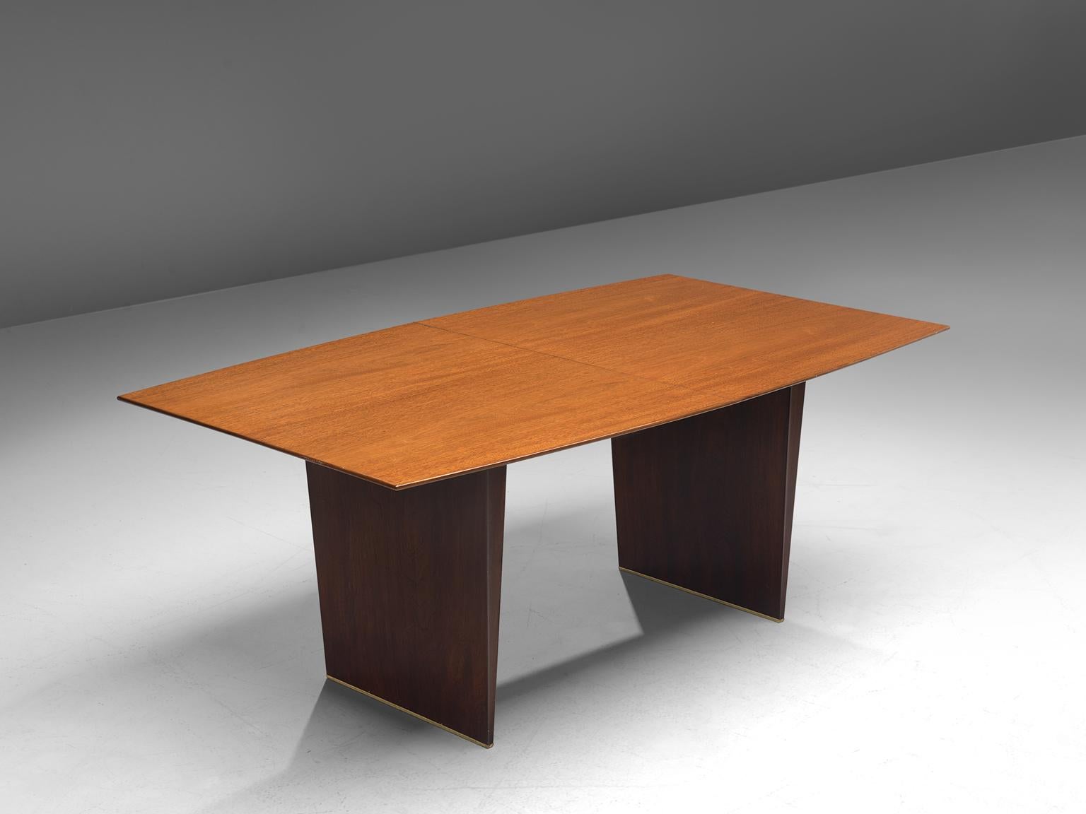 Mid-20th Century Edward Wormley Extendable Dining Table in Tawi with Tapered Legs