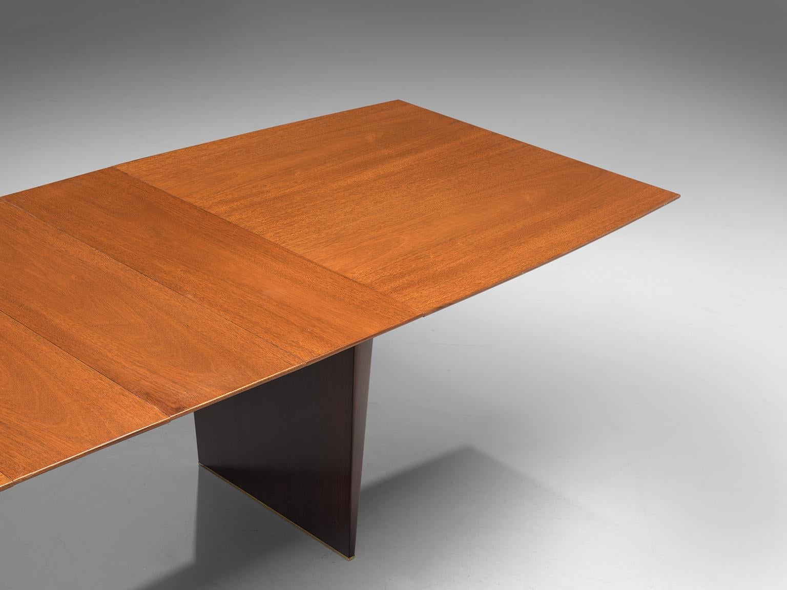 Wood Edward Wormley Extendable Dining Table in Tawi with Tapered Legs