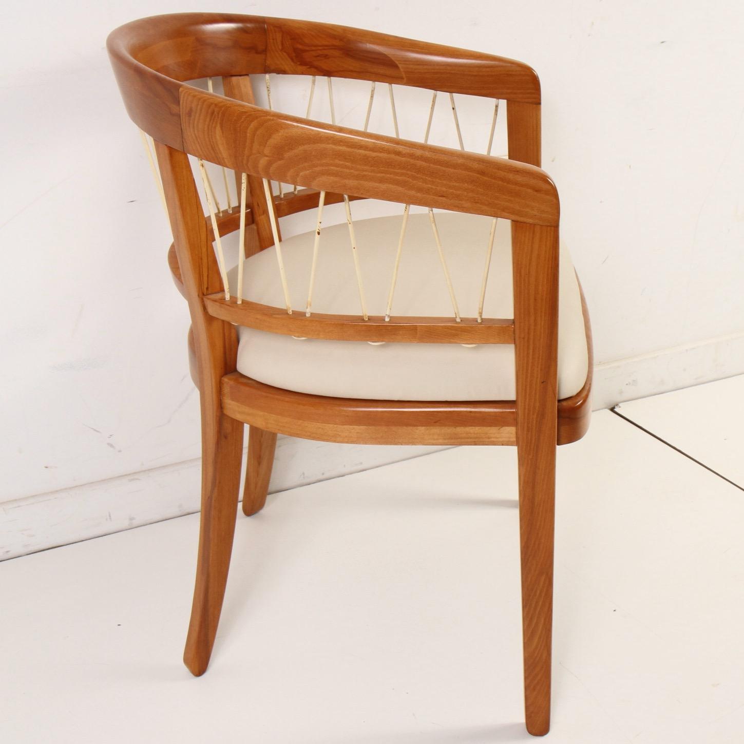 A Mid-Century Modern armchair designed by Edward Wormley for Drexel. This chair was from the Drexel's Precedent collection and Wormley's first work for a company other than Dunbar. Chair features a Naugahyde corded design and is newly upholstered in
