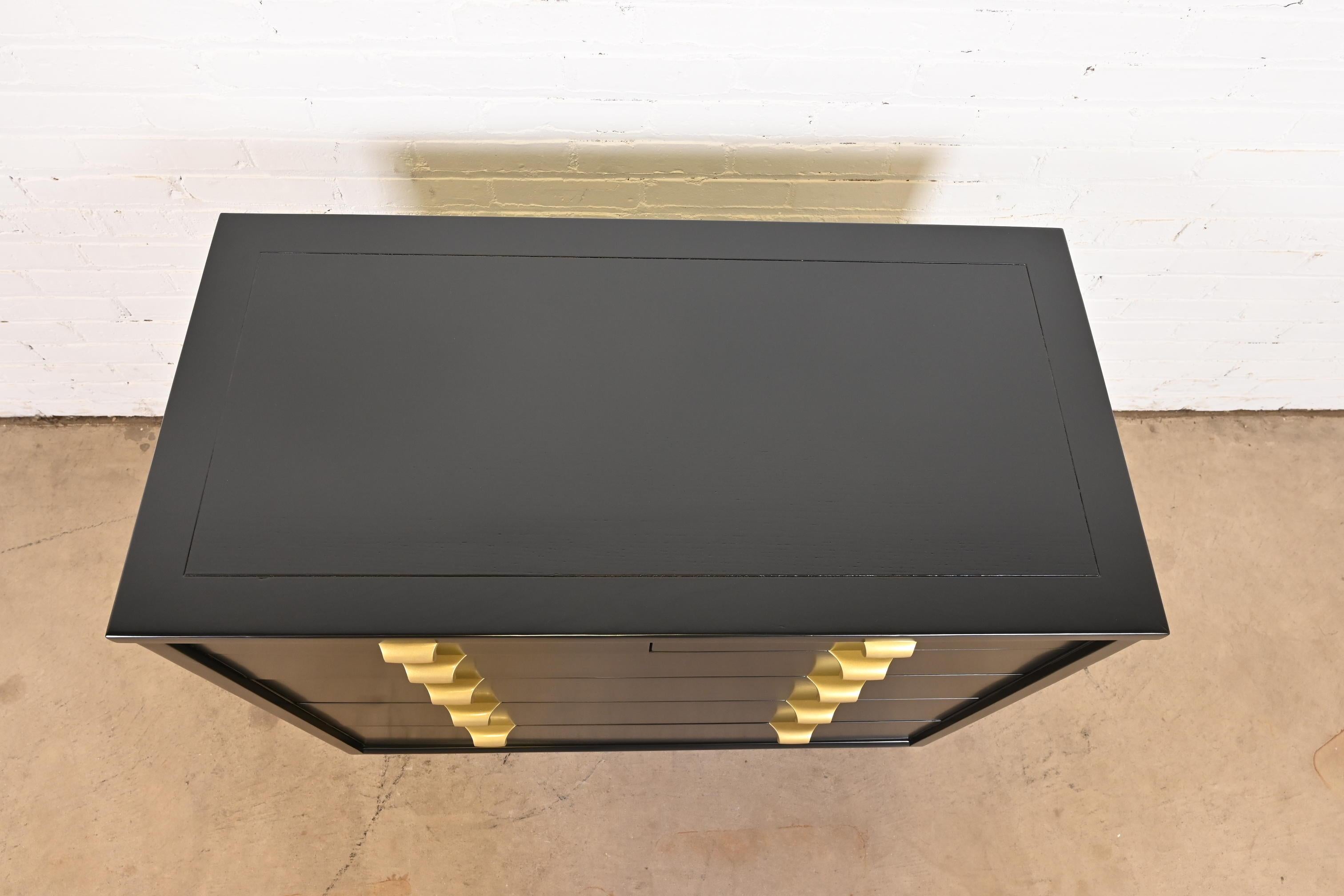 Edward Wormley for Drexel Black Lacquered Dresser Chest, Newly Refinished 3