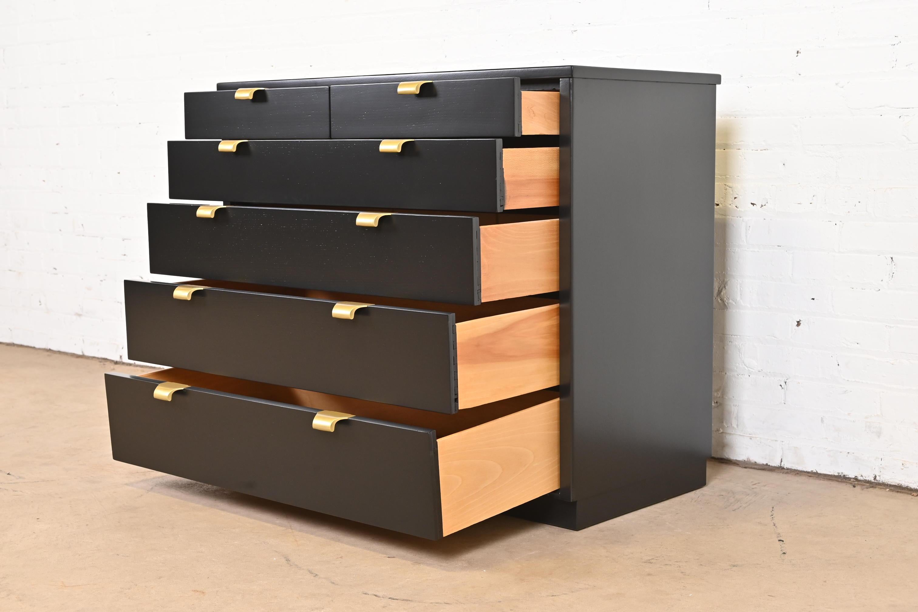 Mid-20th Century Edward Wormley for Drexel Black Lacquered Dresser Chest, Newly Refinished