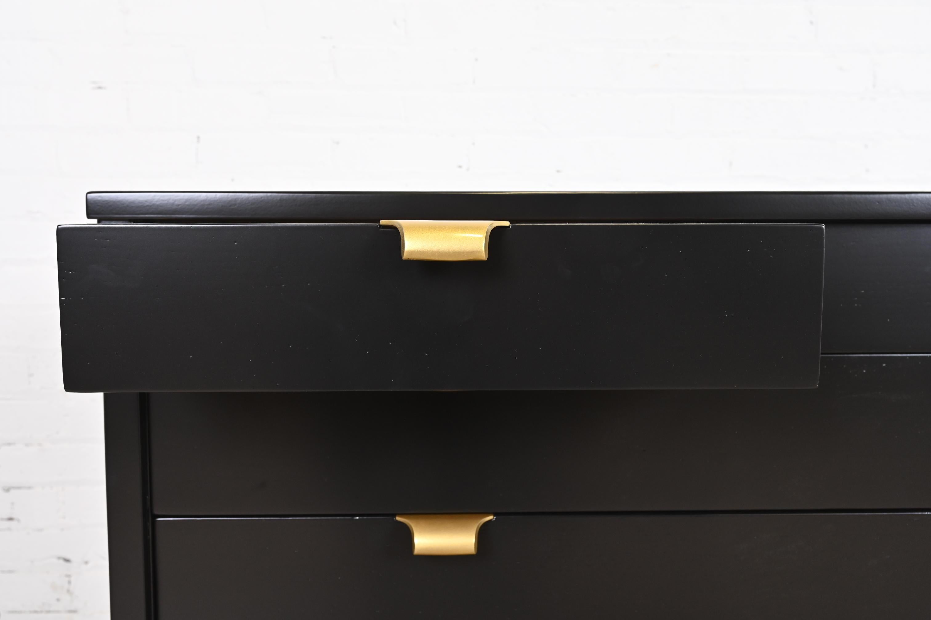 Edward Wormley for Drexel Black Lacquered Dresser Chest, Newly Refinished 1
