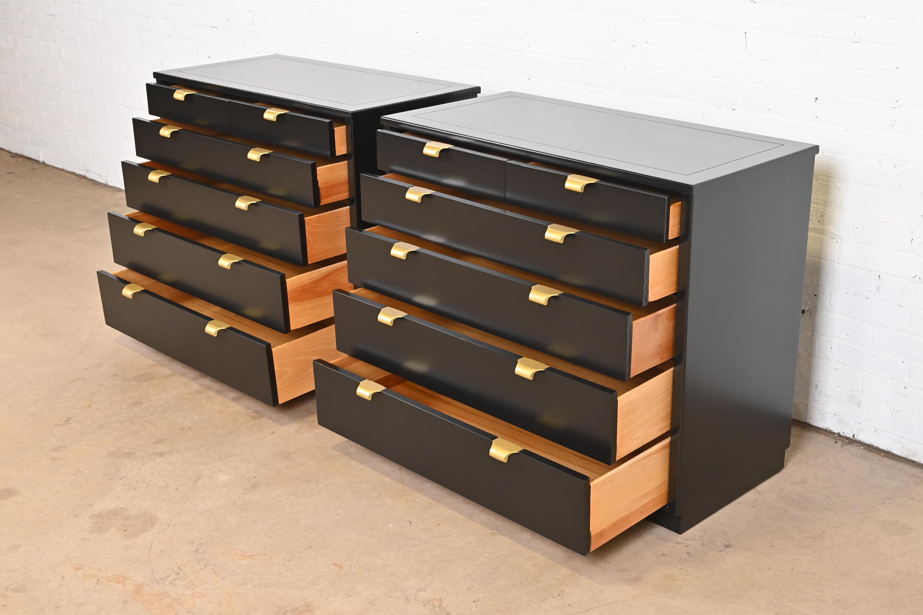 Edward Wormley for Drexel Black Lacquered Dresser Chests, Newly Refinished 1