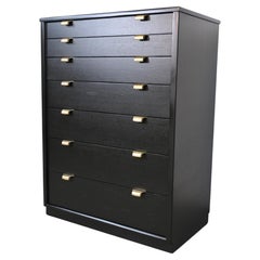 Edward Wormley for Drexel Black Lacquered Highboy Dresser