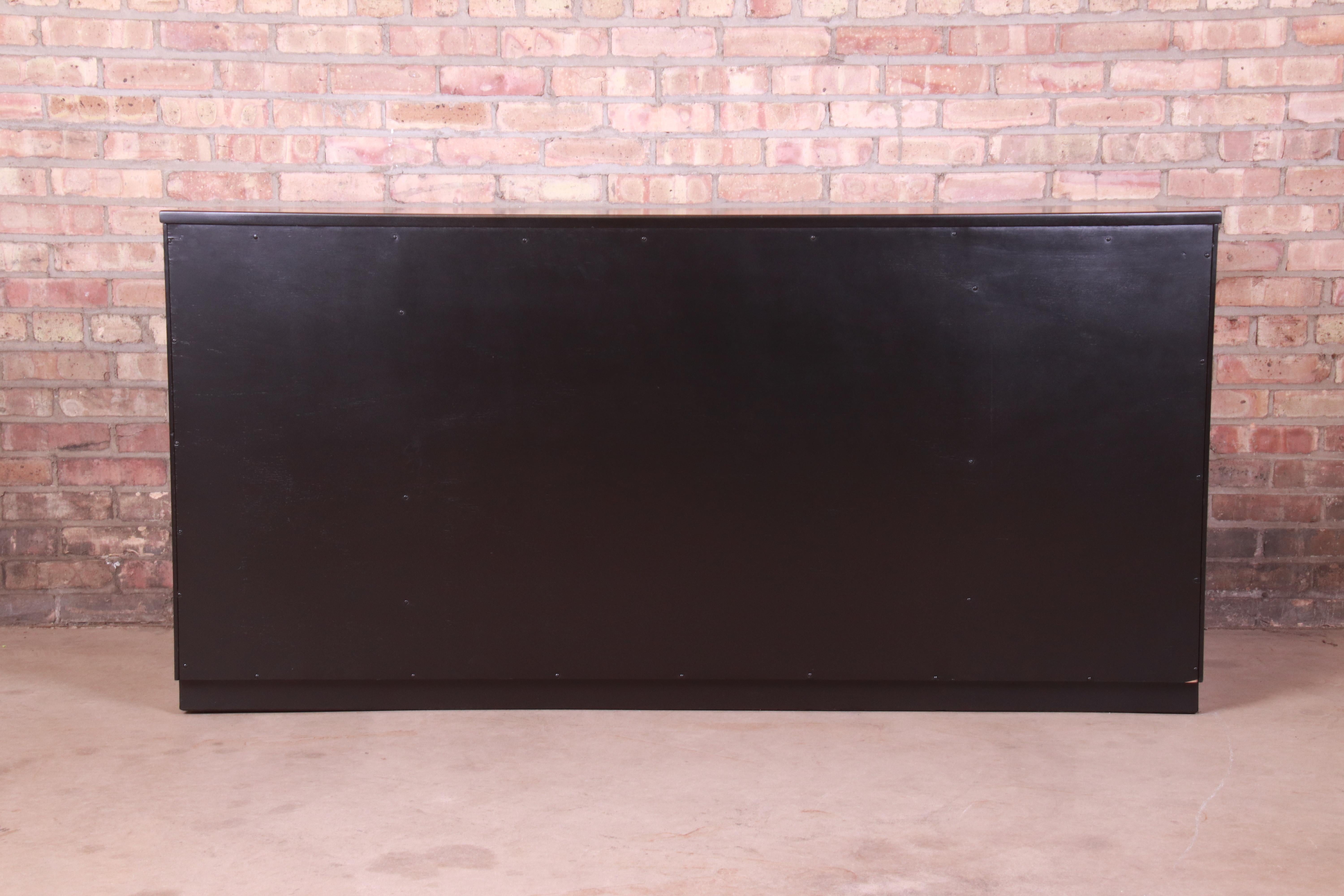 Edward Wormley for Drexel Black Lacquered Sideboard Credenza, Newly Refinished 9