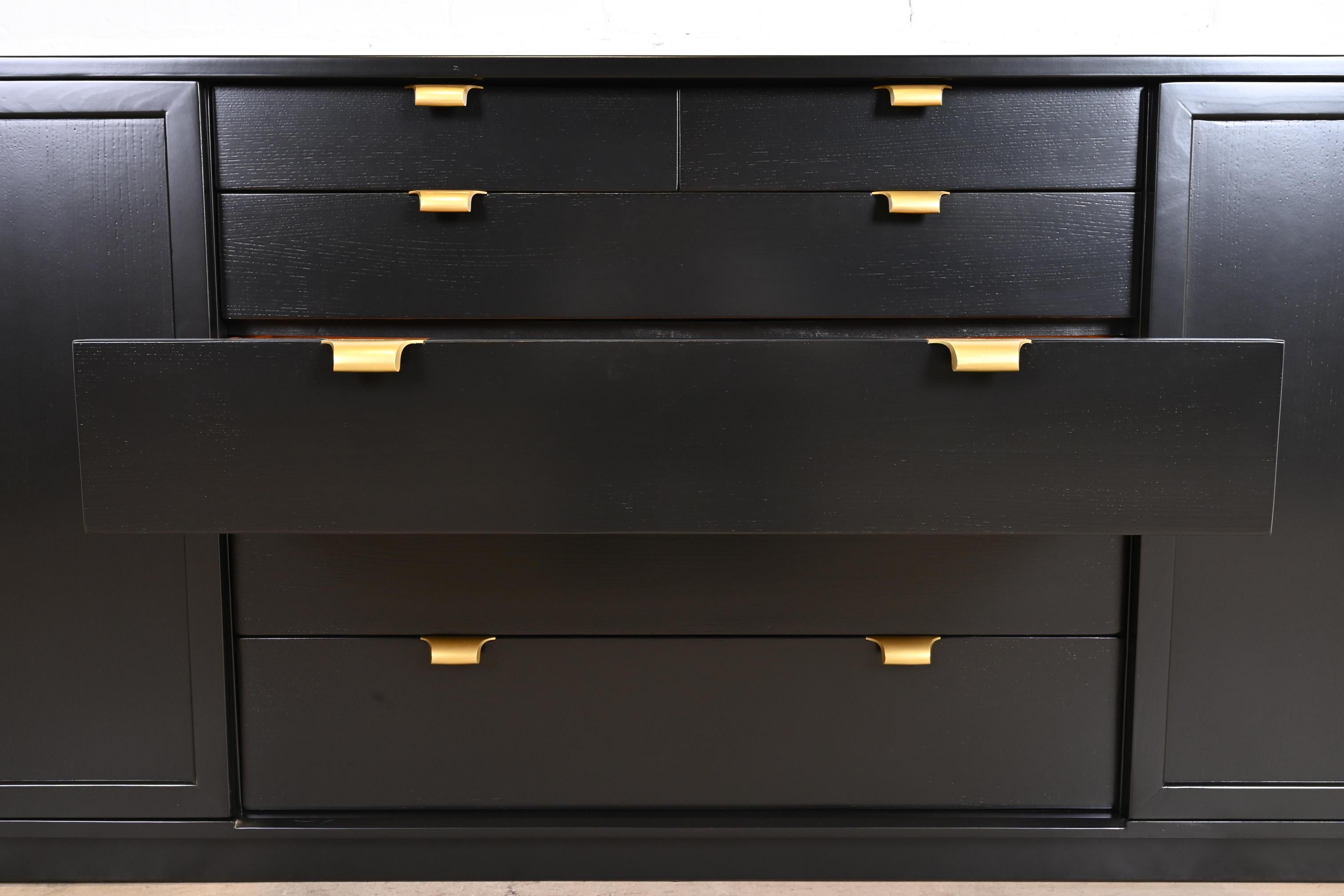 Edward Wormley for Drexel Black Lacquered Sideboard Credenza, Newly Refinished For Sale 1