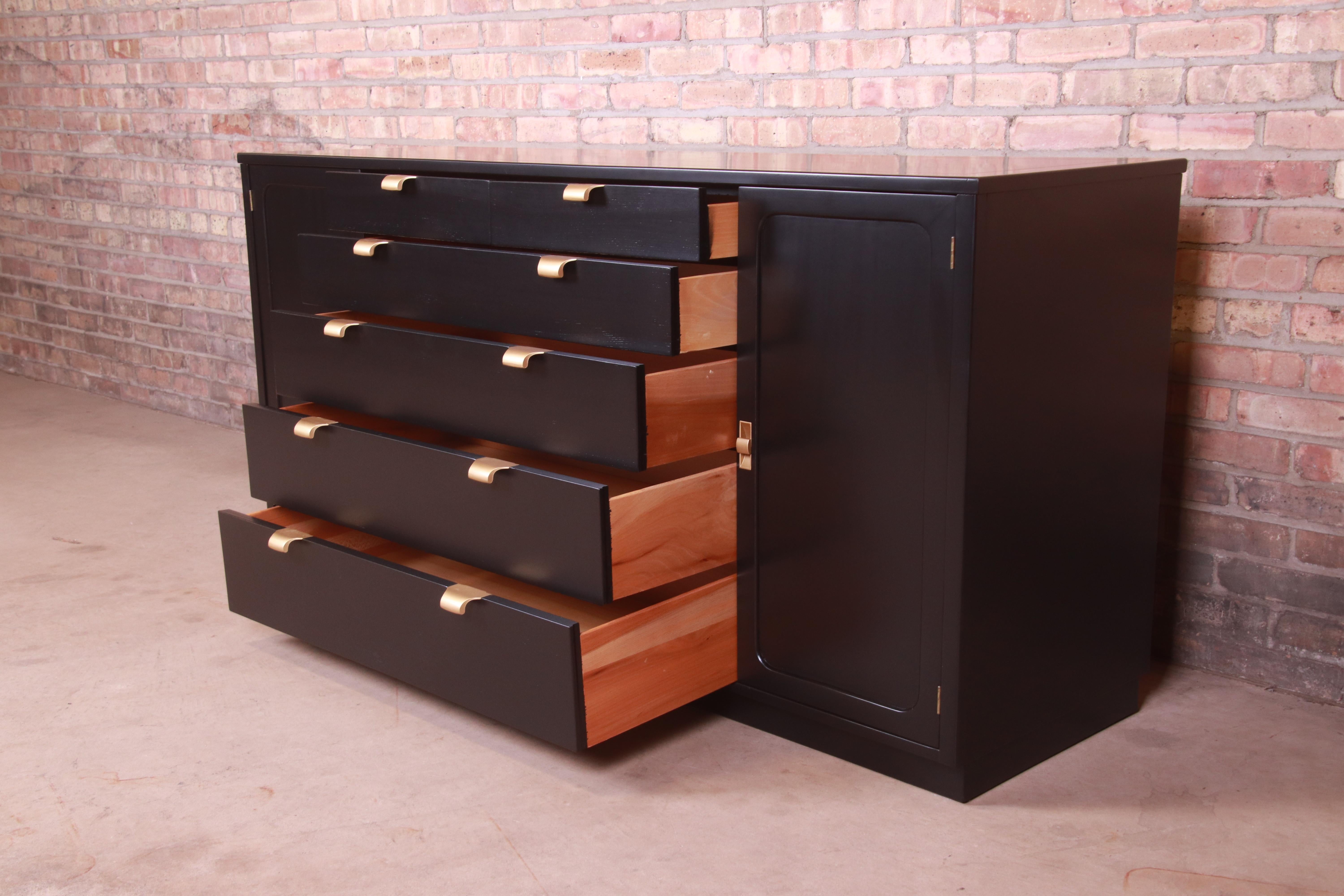Edward Wormley for Drexel Black Lacquered Sideboard Credenza, Newly Refinished 2
