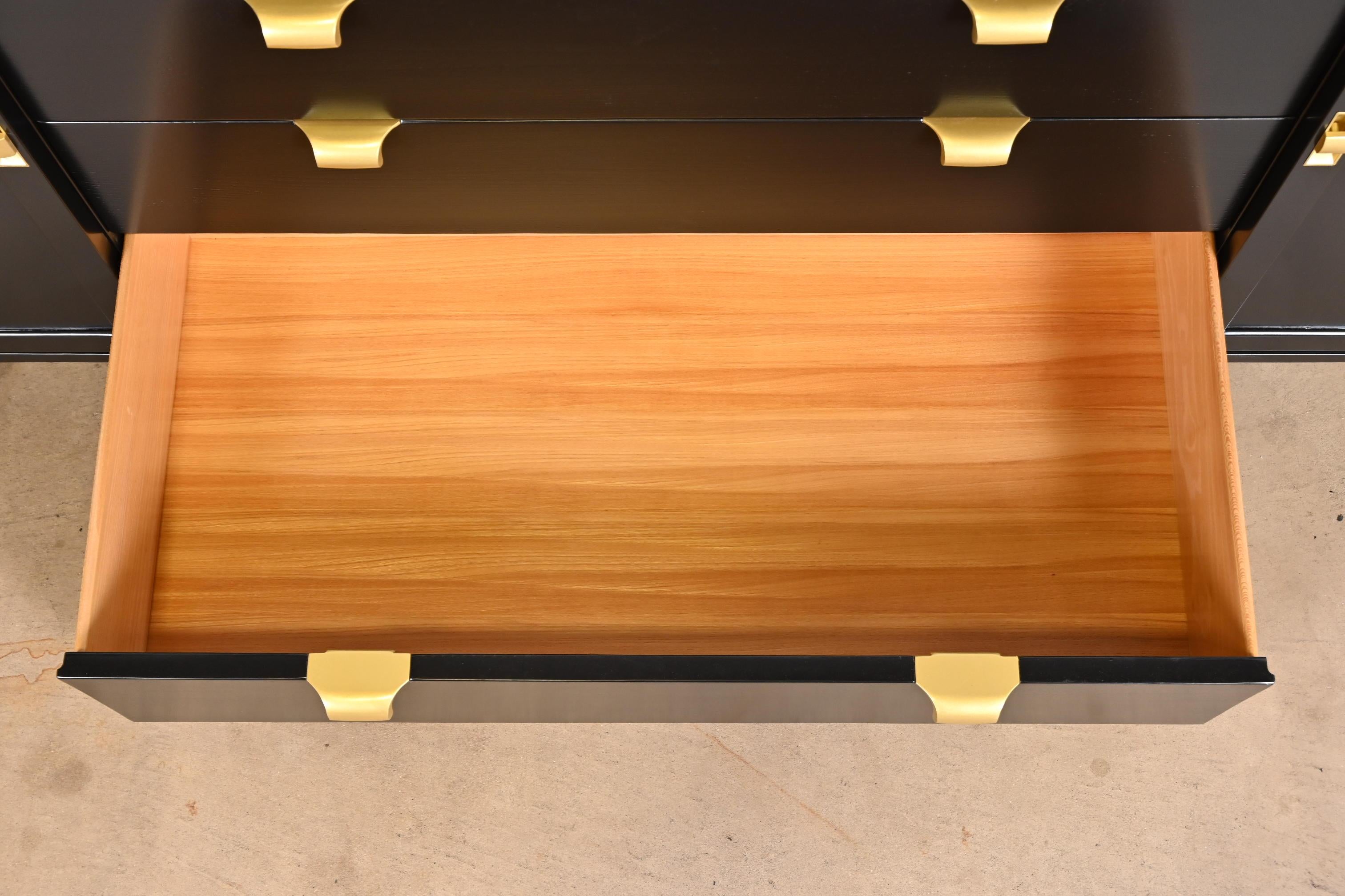Edward Wormley for Drexel Black Lacquered Sideboard Credenza, Newly Refinished For Sale 2