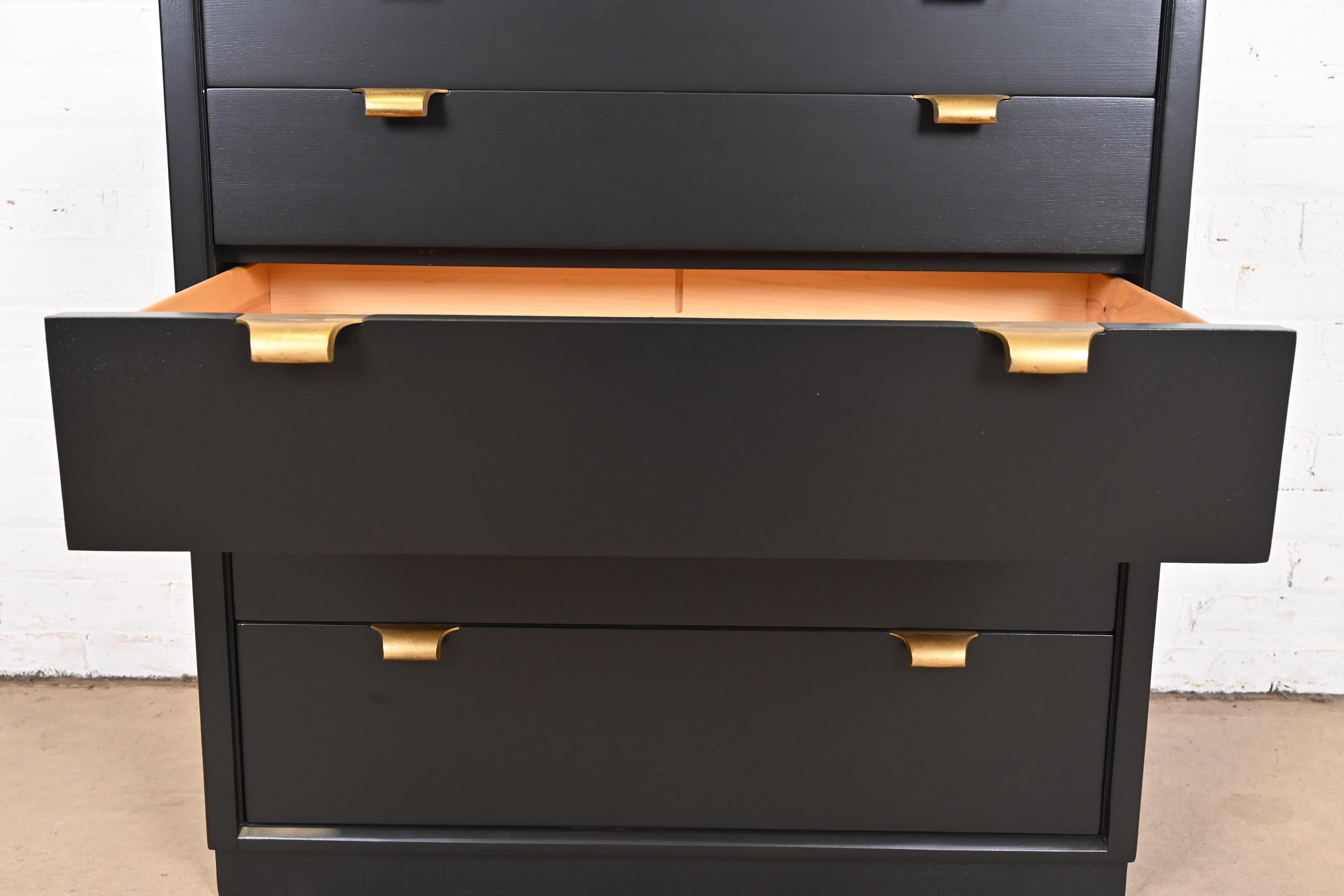 Edward Wormley for Drexel Precedent Black Lacquered Bachelor Chest, Refinished For Sale 4