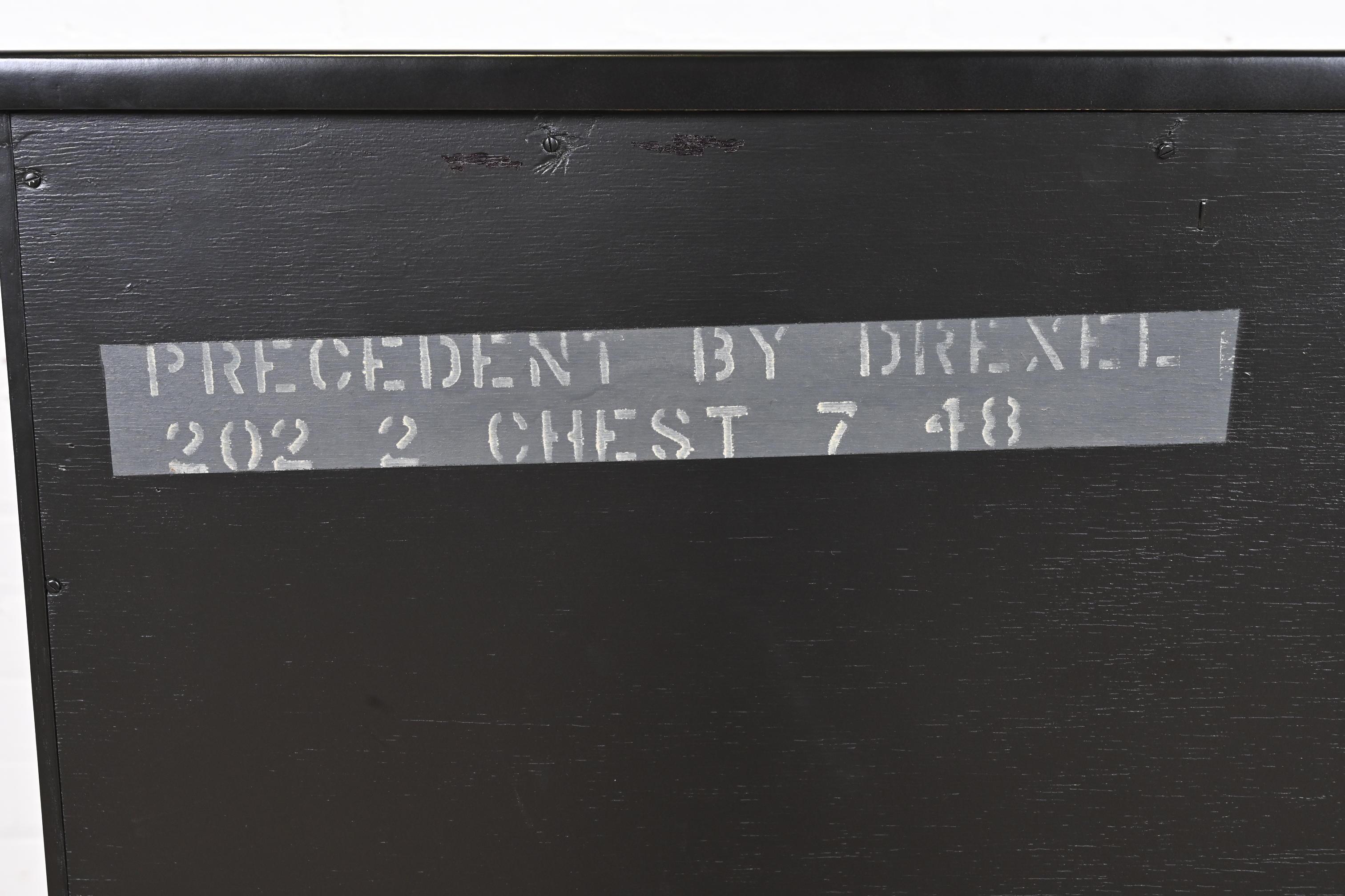 Edward Wormley for Drexel Precedent Black Lacquered Bachelor Chest, Refinished For Sale 11