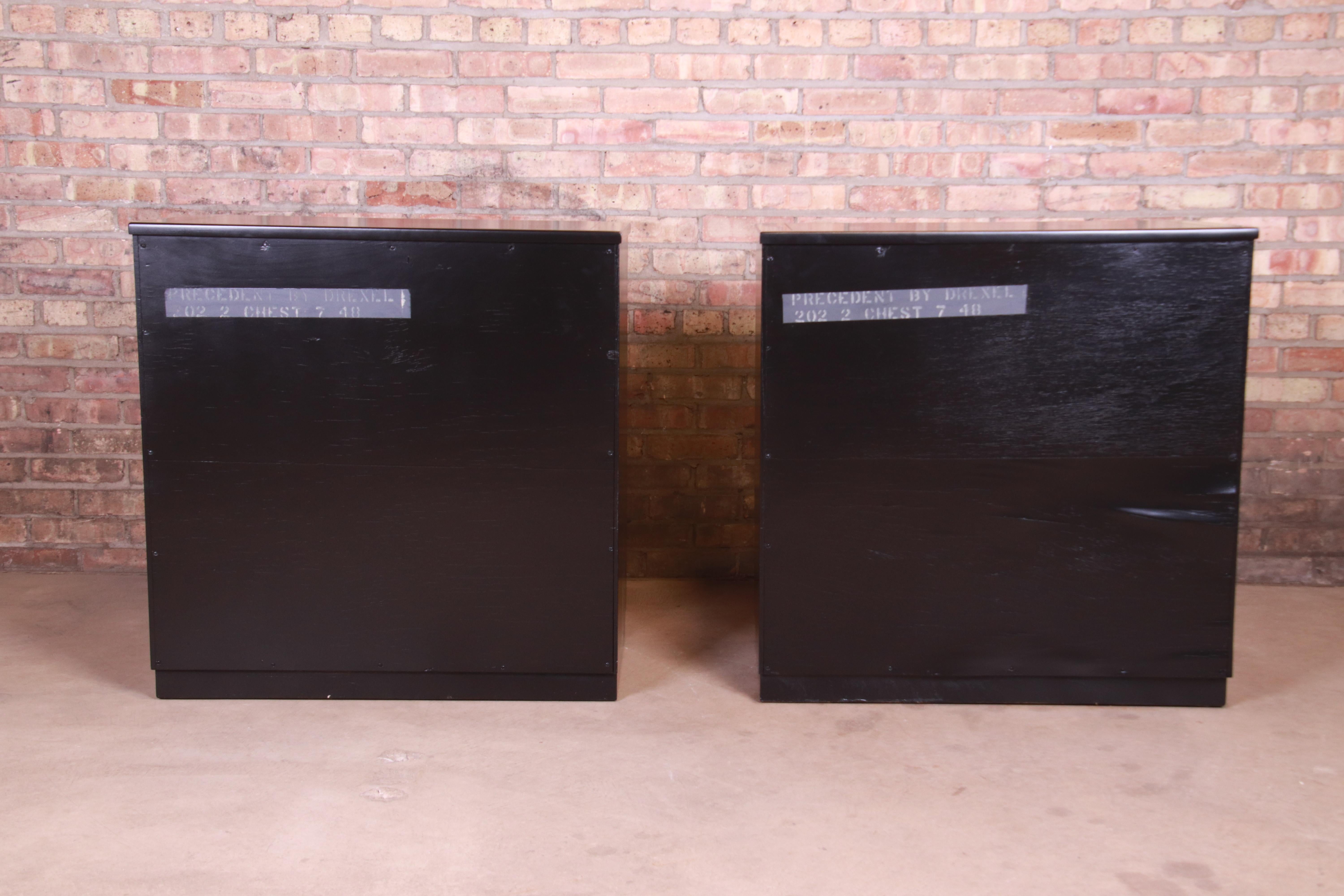 Edward Wormley for Drexel Precedent Black Lacquered Bachelor Chests, Refinished 10