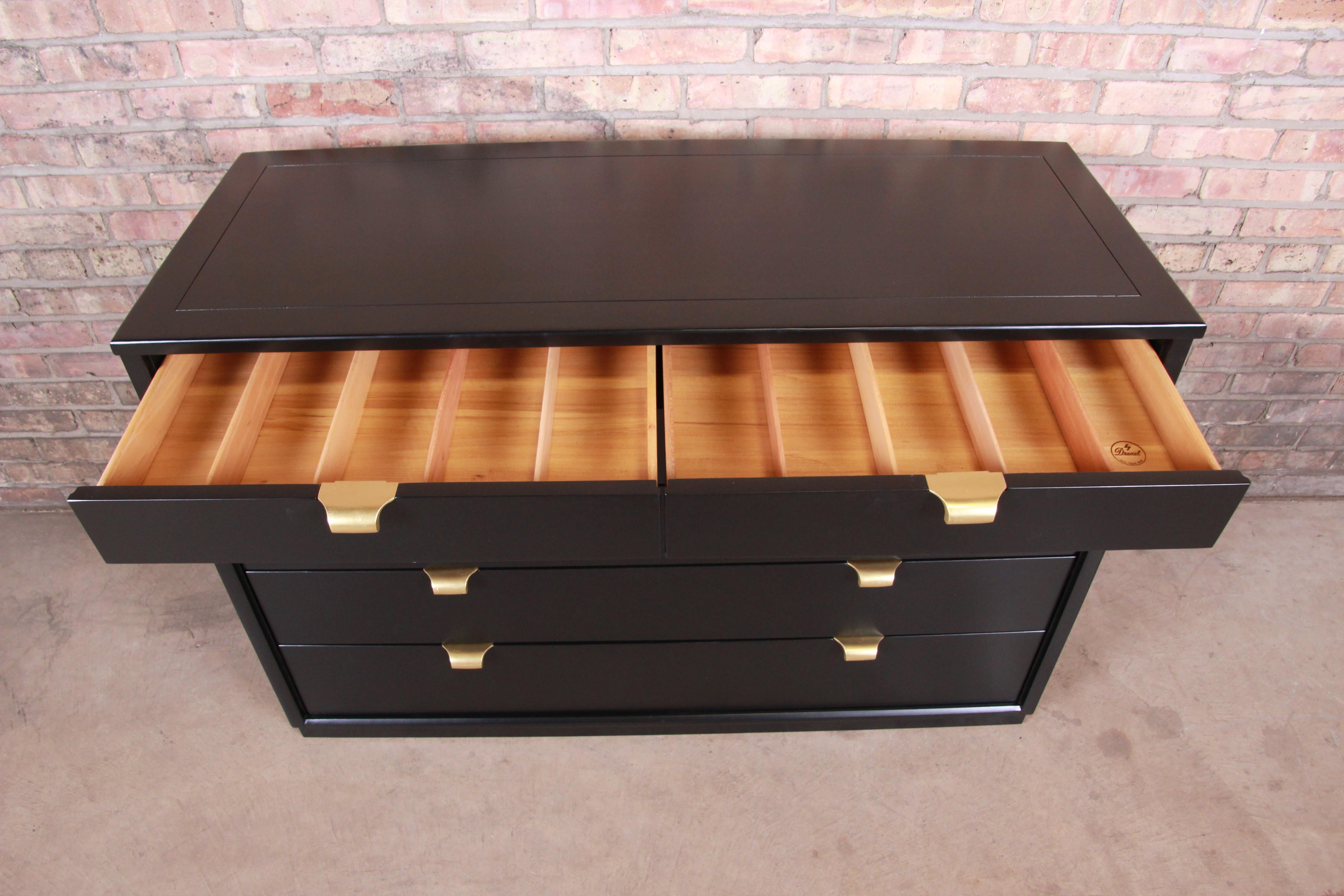 Edward Wormley for Drexel Precedent Black Lacquered Chest of Drawers, Refinished 4
