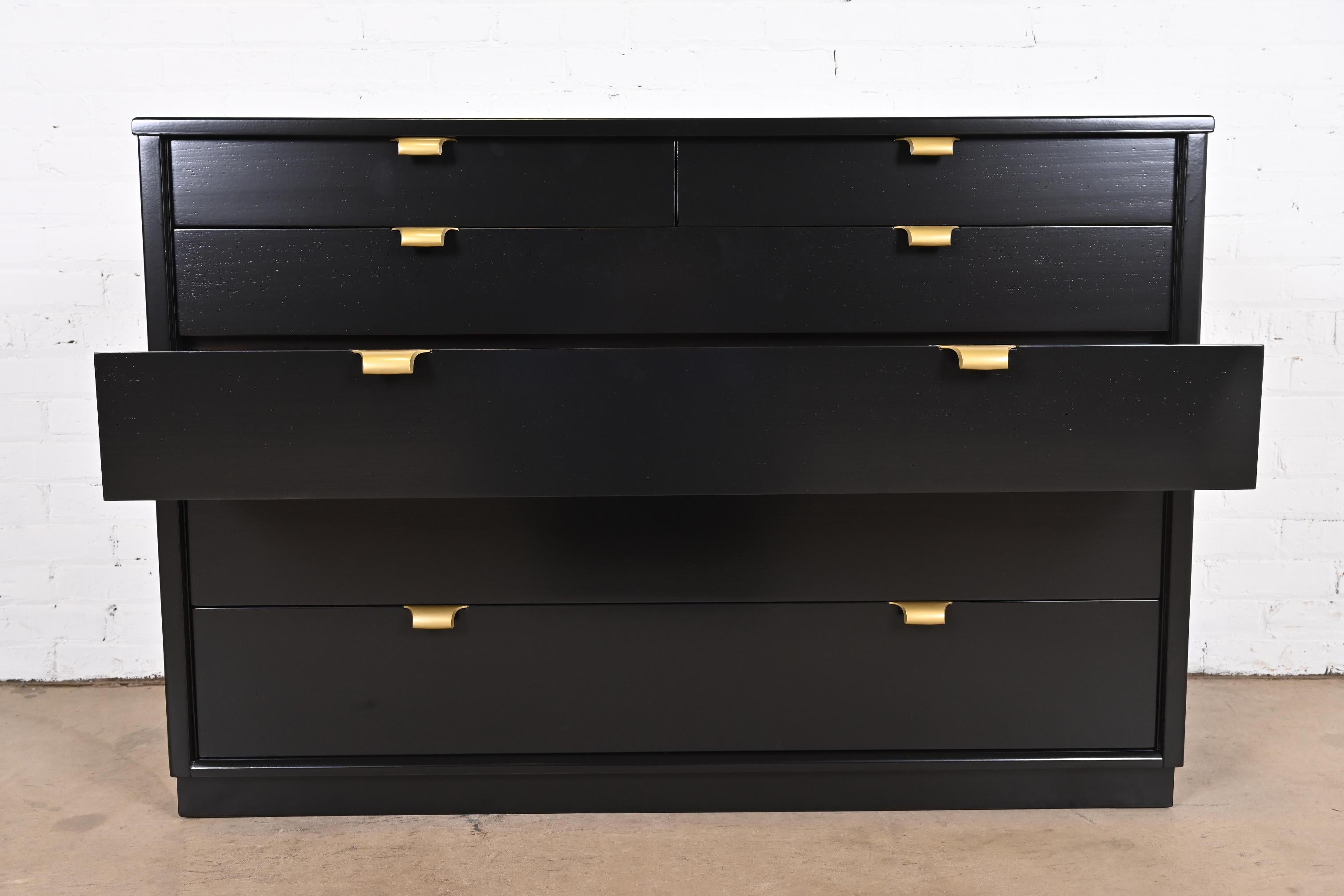 Edward Wormley for Drexel Precedent Black Lacquered Chest of Drawers, Refinished 6