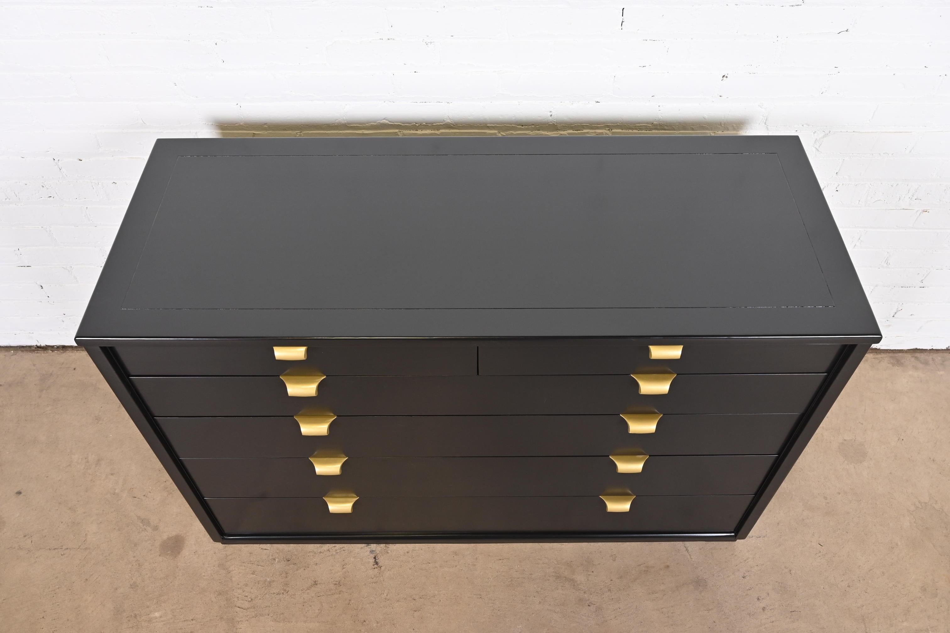 Edward Wormley for Drexel Precedent Black Lacquered Chest of Drawers, Refinished 8