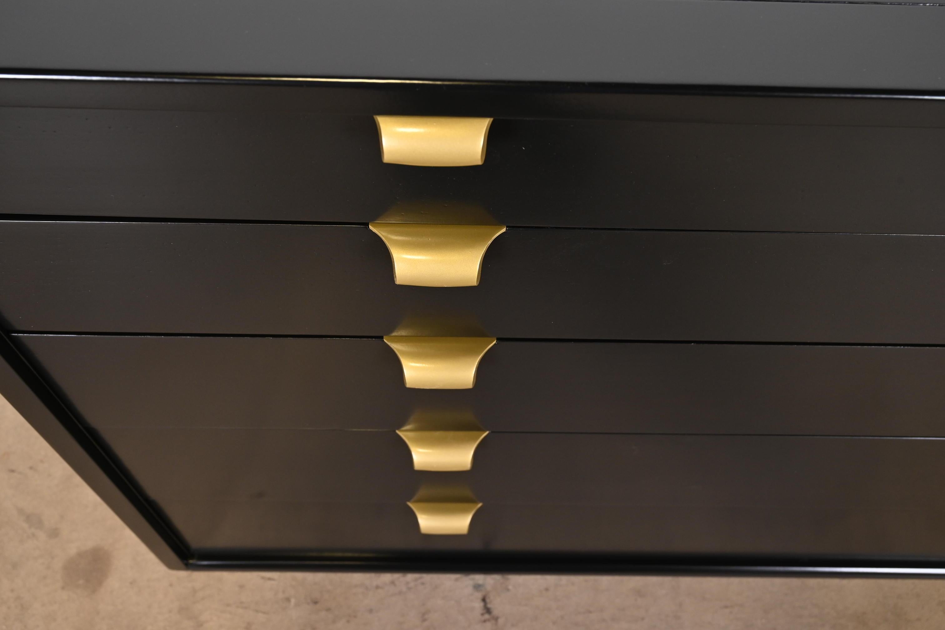 Edward Wormley for Drexel Precedent Black Lacquered Chest of Drawers, Refinished 9