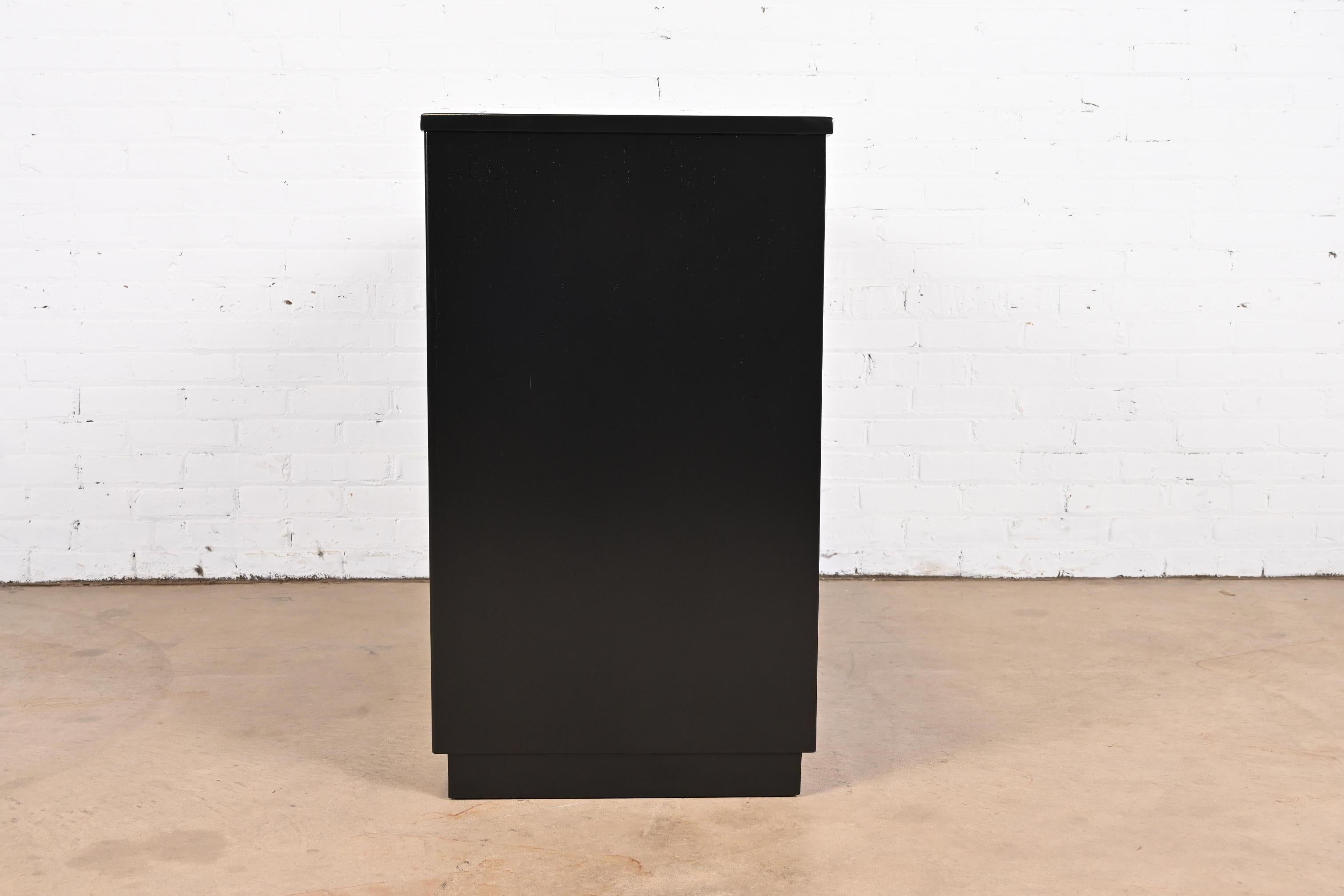 Edward Wormley for Drexel Precedent Black Lacquered Chest of Drawers, Refinished 10