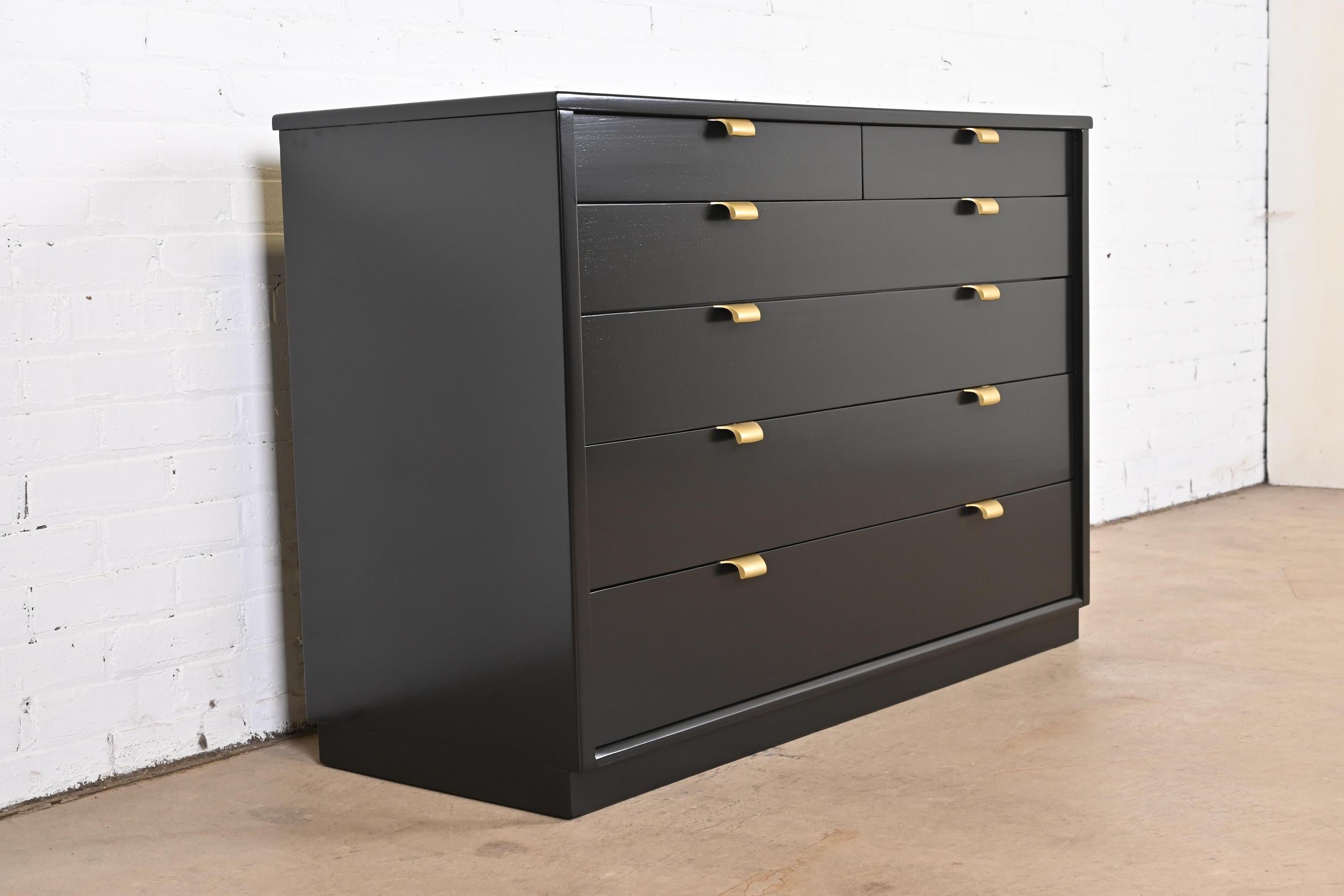 American Edward Wormley for Drexel Precedent Black Lacquered Chest of Drawers, Refinished