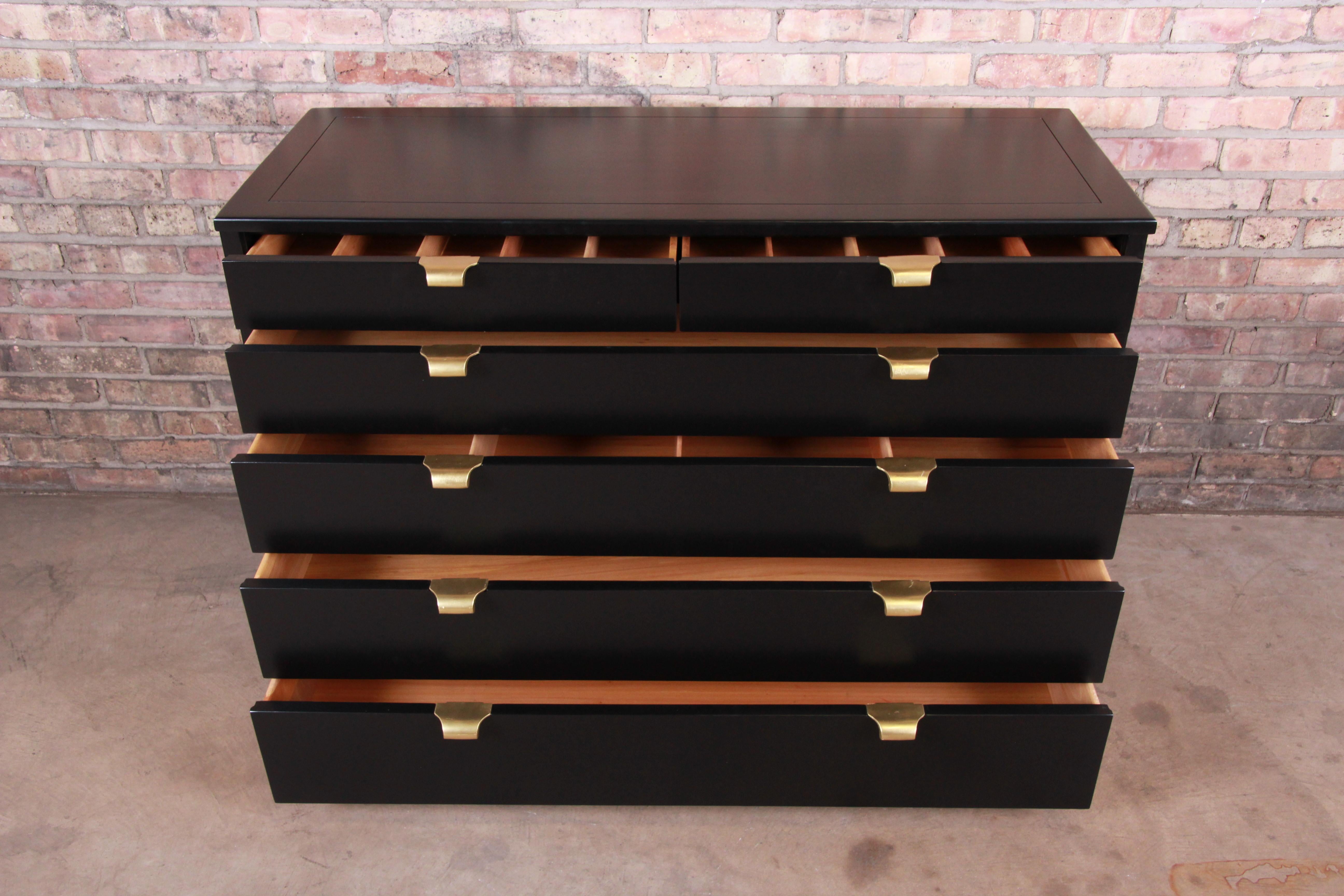 Edward Wormley for Drexel Precedent Black Lacquered Chest of Drawers, Refinished 1