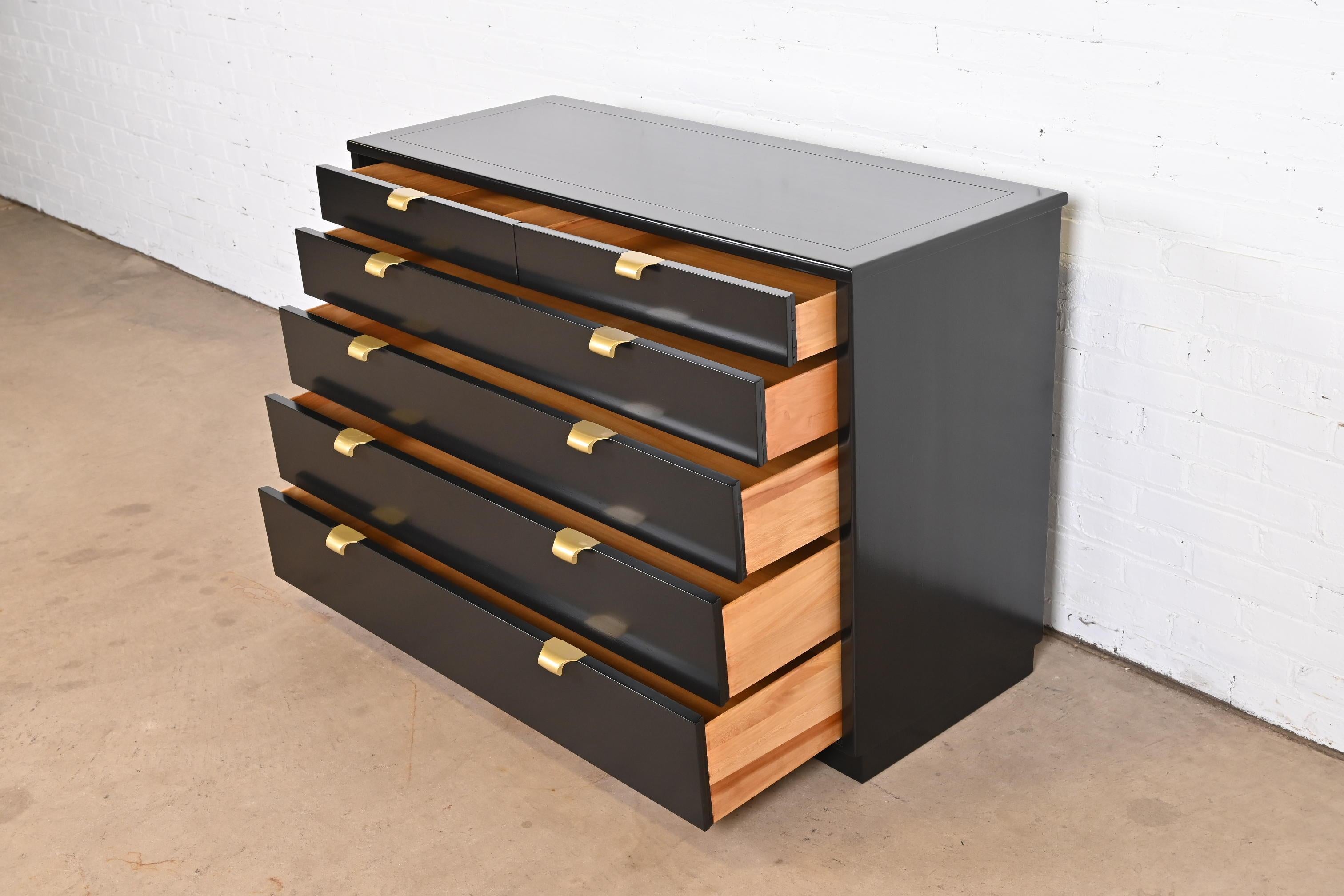 Edward Wormley for Drexel Precedent Black Lacquered Chest of Drawers, Refinished 1