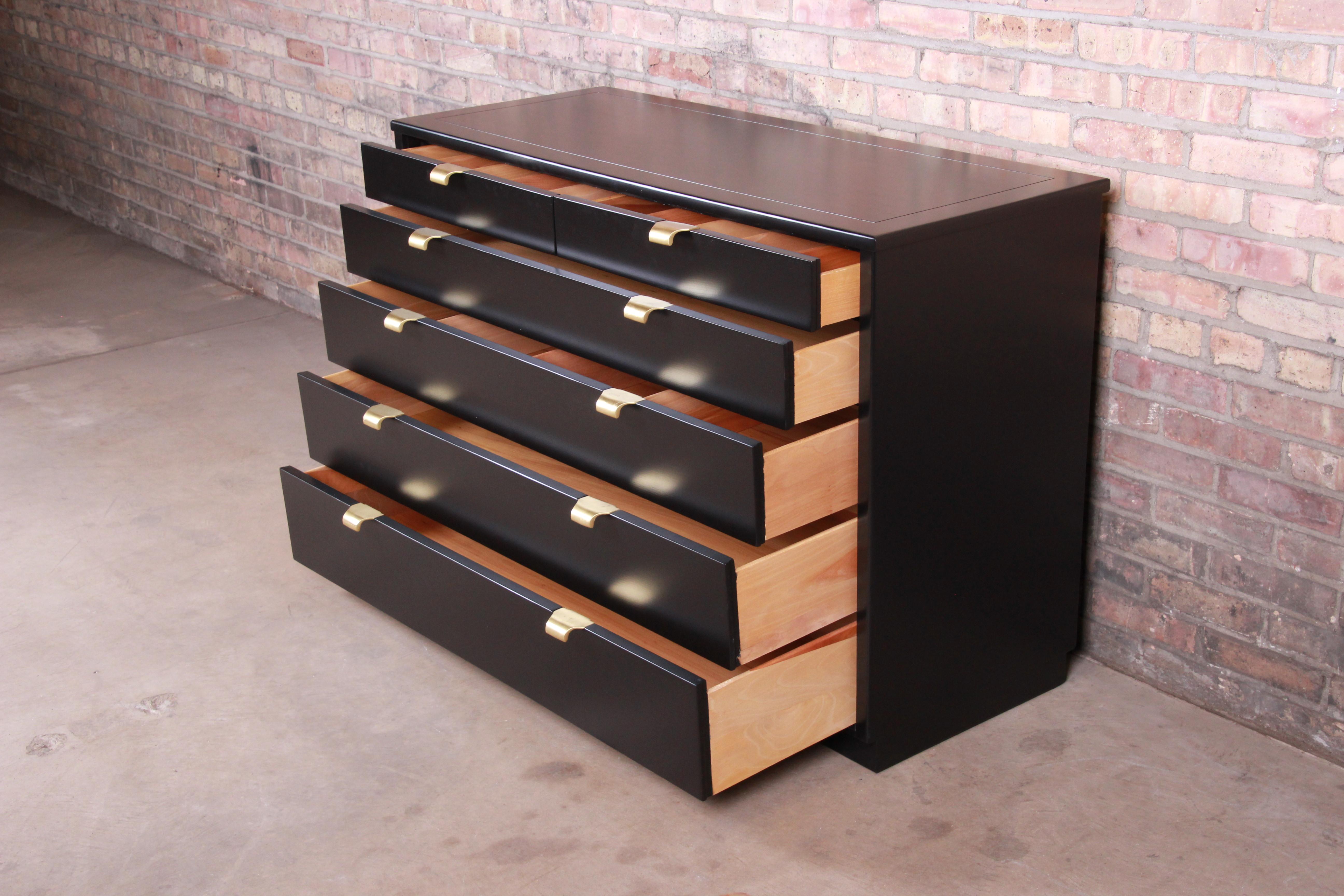 Edward Wormley for Drexel Precedent Black Lacquered Chest of Drawers, Refinished 2