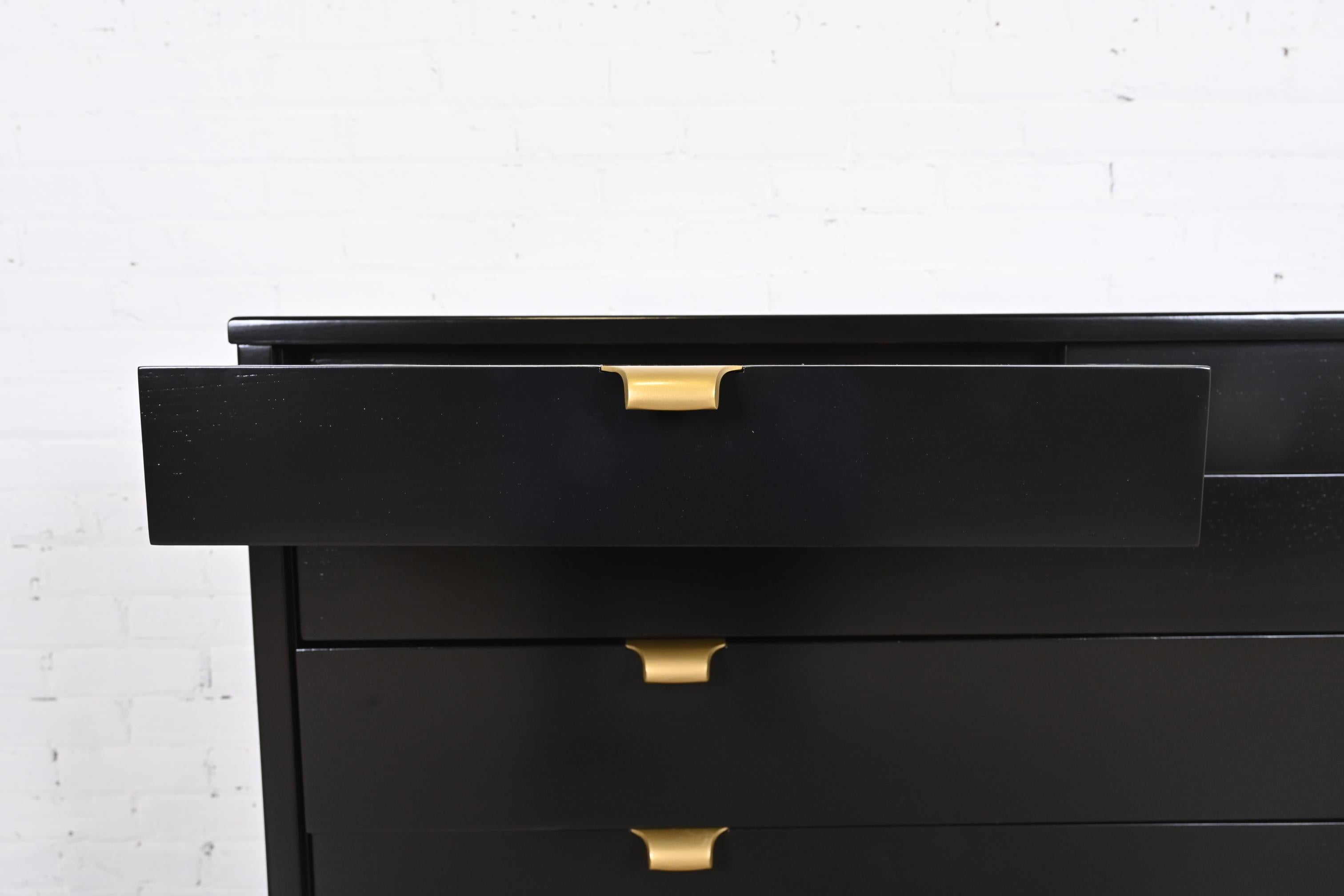 Edward Wormley for Drexel Precedent Black Lacquered Chest of Drawers, Refinished 2