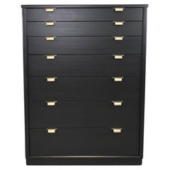 Edward Wormley for Drexel Precedent Black Lacquered Highboy Chest Of Drawers