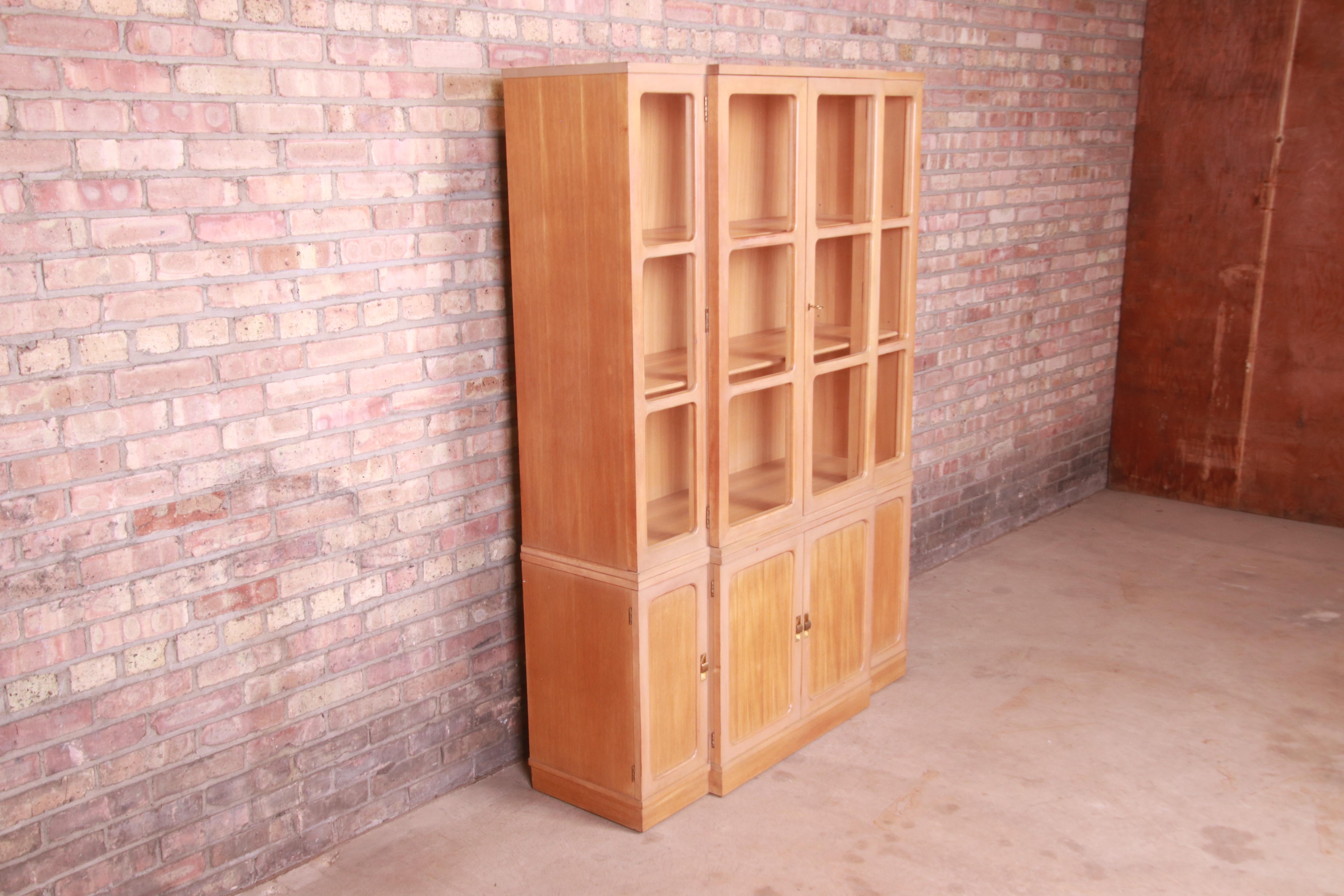 Edward Wormley for Drexel Precedent Elm Wood Breakfront Bookcase Cabinet, 1951 In Good Condition In South Bend, IN
