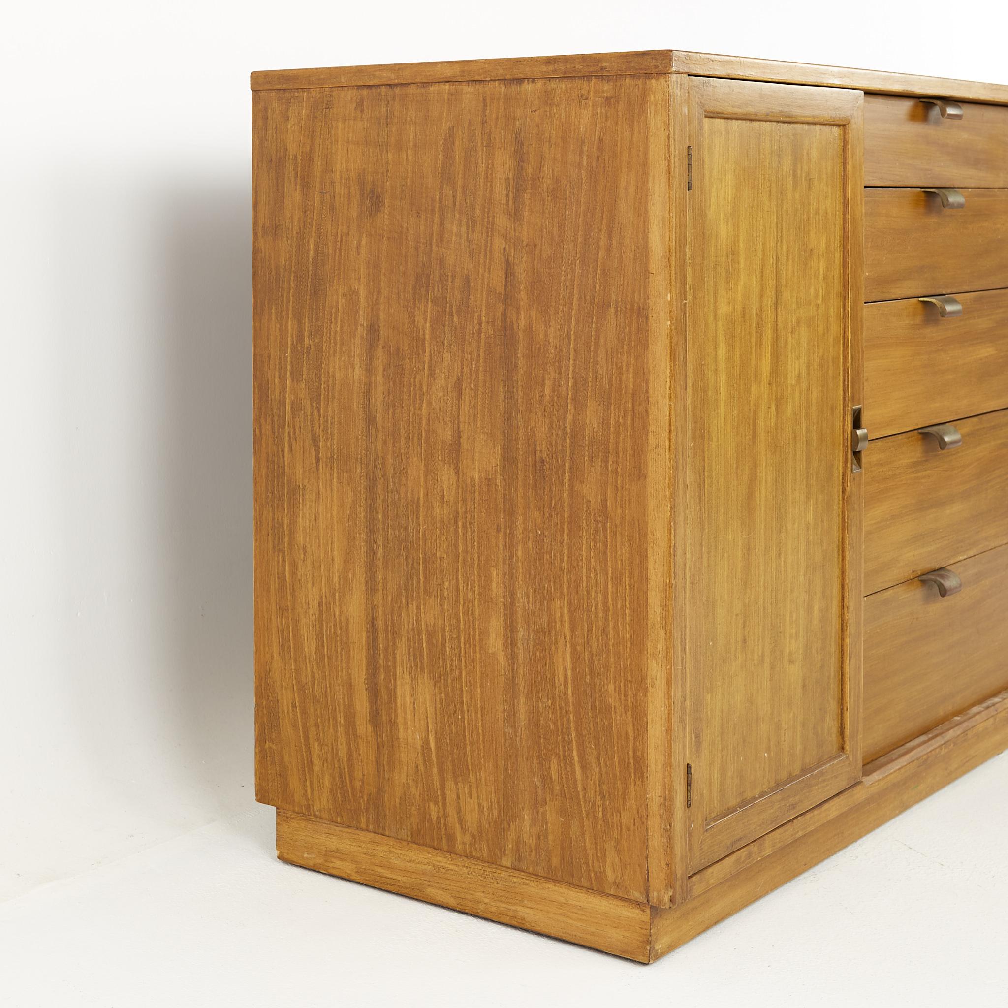 American Edward Wormley for Drexel Precedent Mid Century Brass and Elm Credenza For Sale