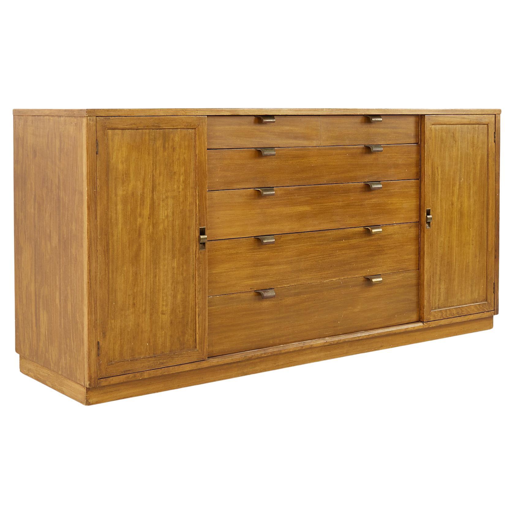 Edward Wormley for Drexel Precedent Mid Century Brass and Elm Credenza For Sale