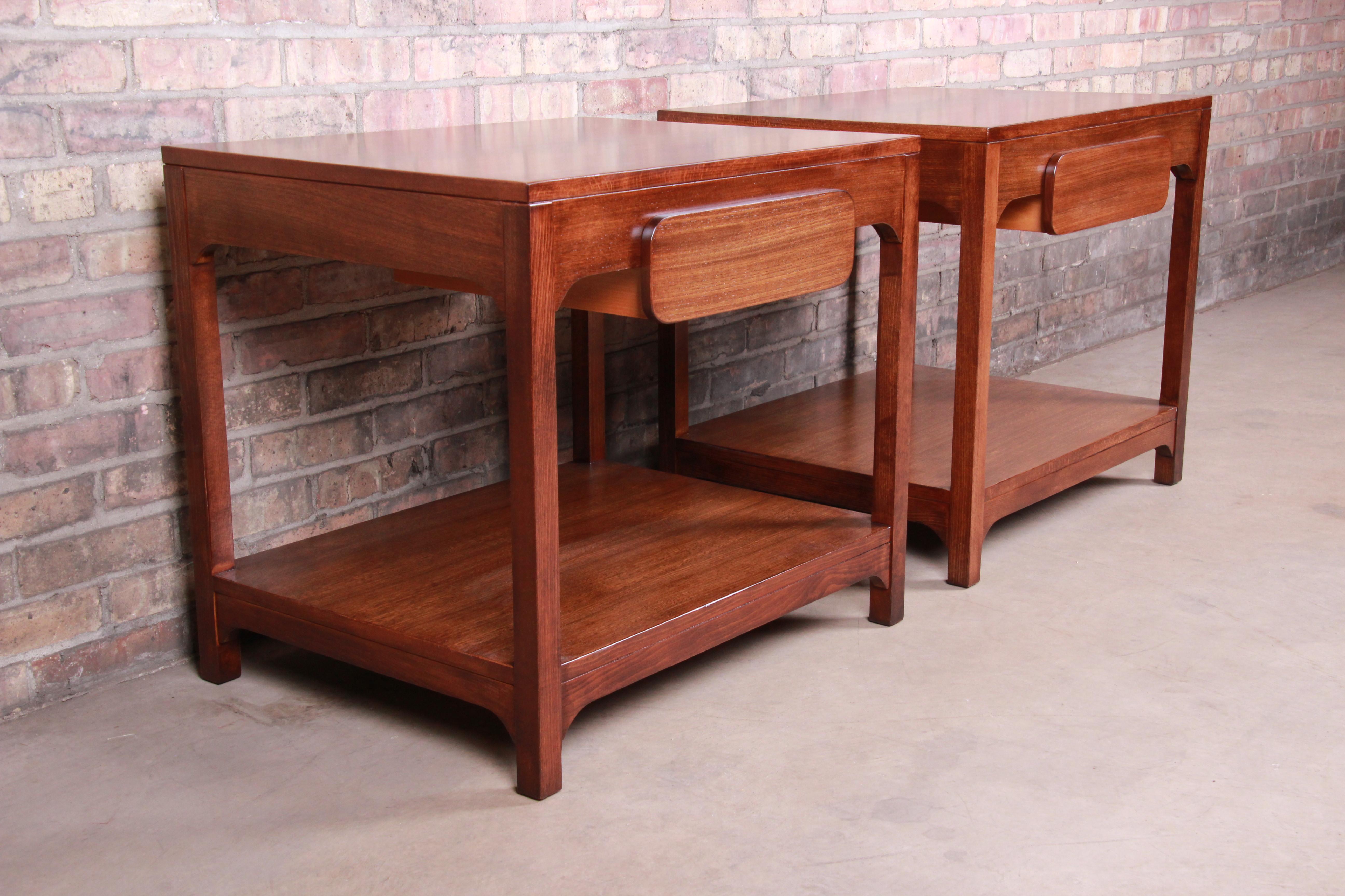 Elm Edward Wormley for Drexel Precedent Mid-Century Modern Nightstands, Refinished