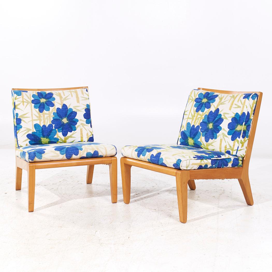 Edward Wormley para Drexel Precedent Sillones Slipper de mediados de siglo - Pareja Moderno de mediados de siglo en venta