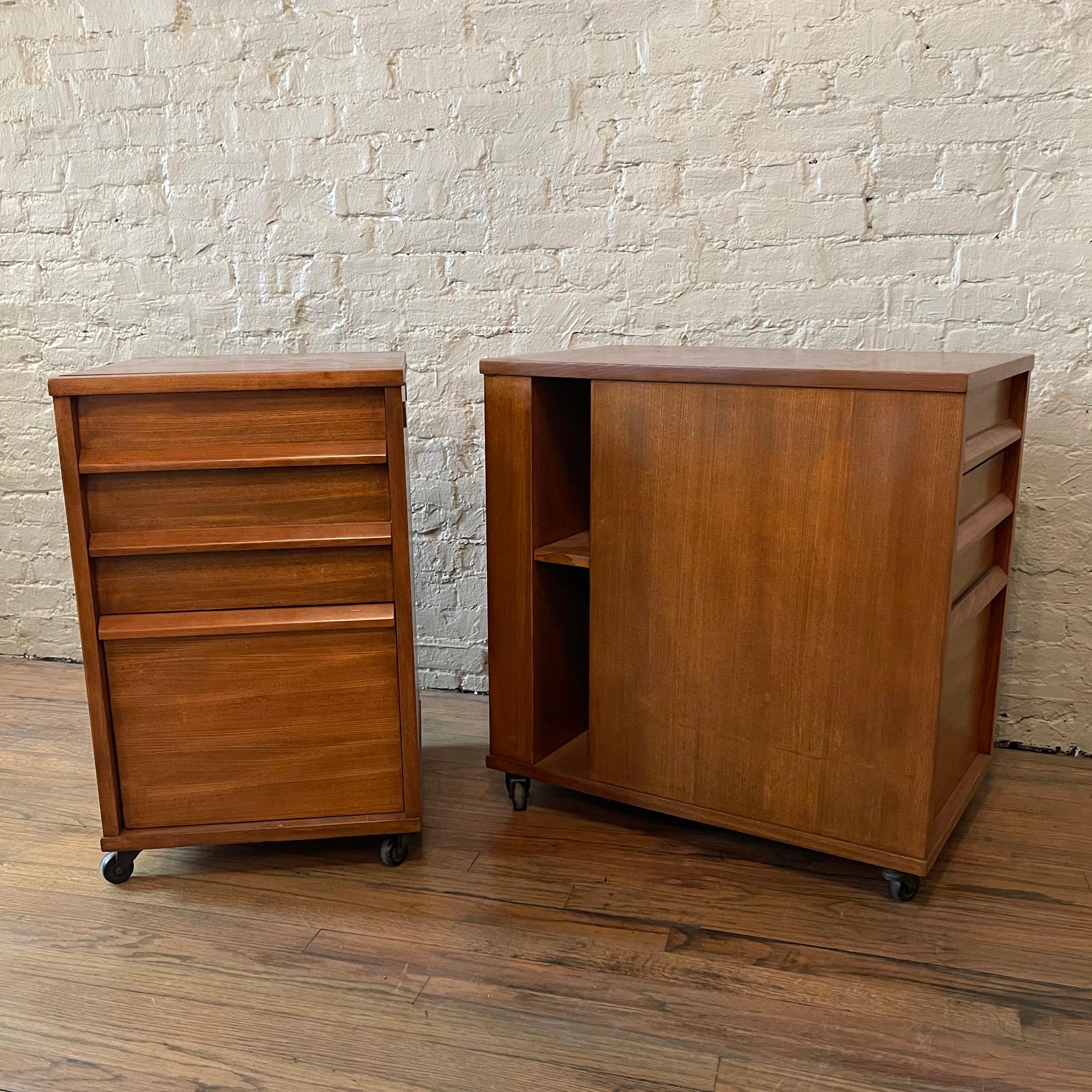 Mid-Century Modern Edward Wormley for Drexel Walnut Office File Cabinets For Sale