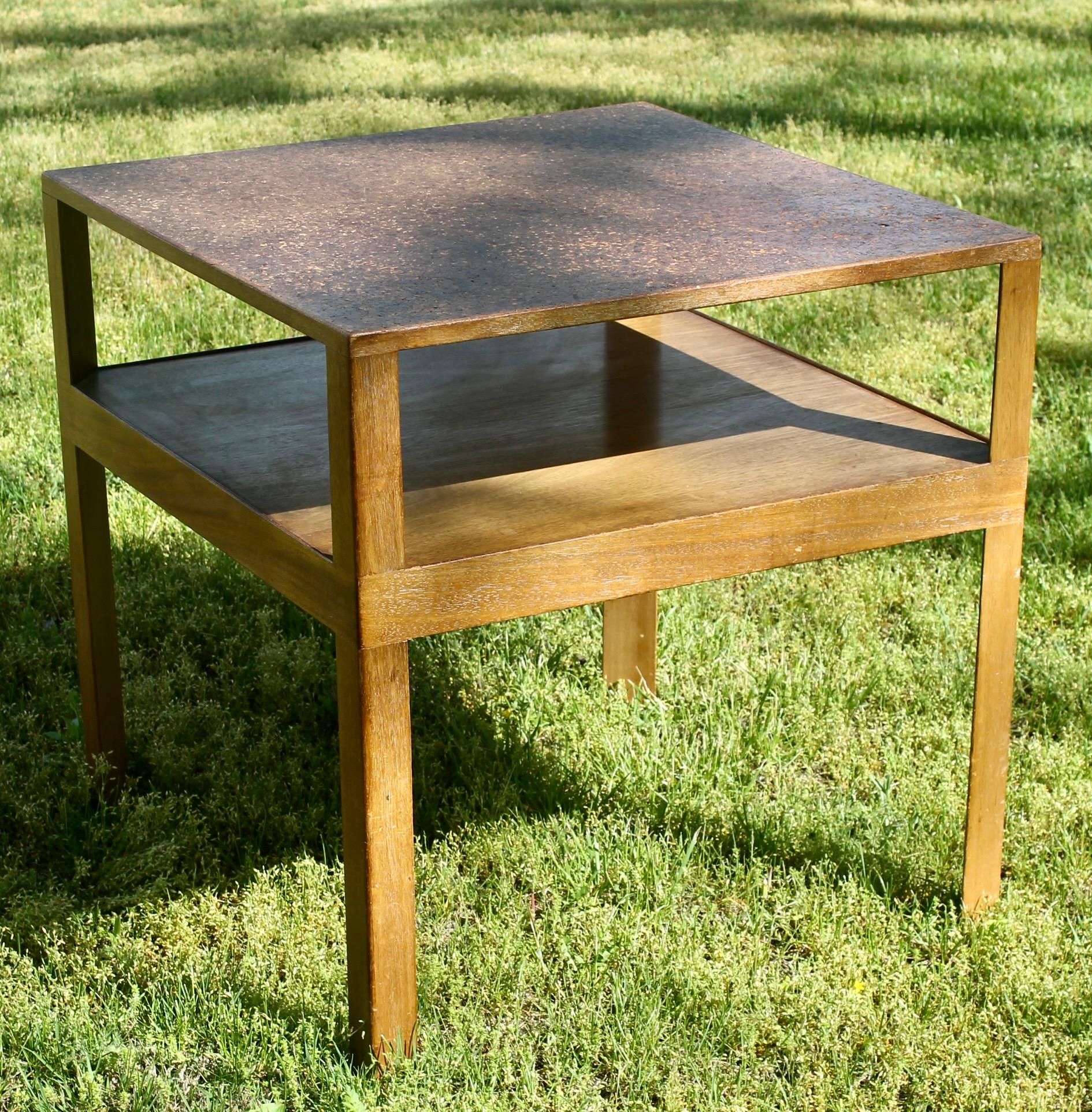 Edward Wormley for Dunbar 1947 Cork Surfaced Mahogany Lamp Table In Good Condition For Sale In Sharon, CT