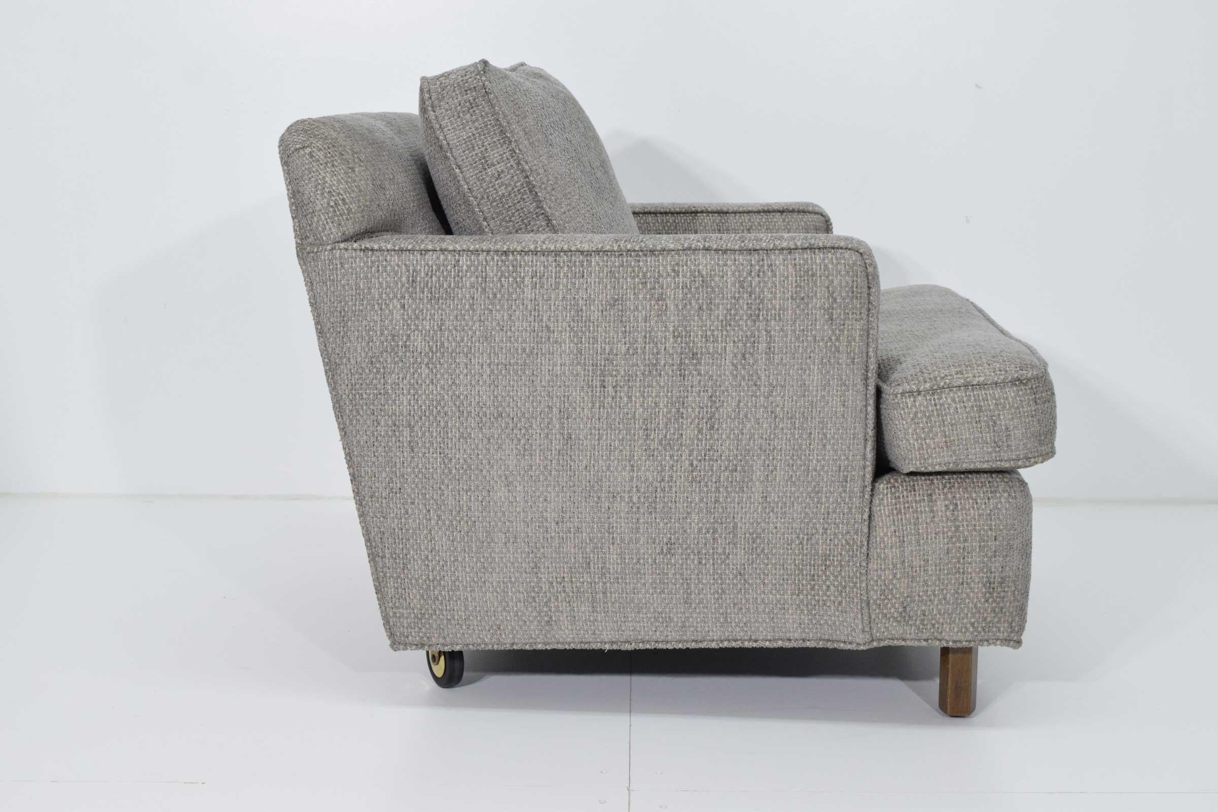 Edward Wormley for Dunbar 1965 Lounge Chair and Ottoman in Gray Tweed In Good Condition For Sale In Dallas, TX