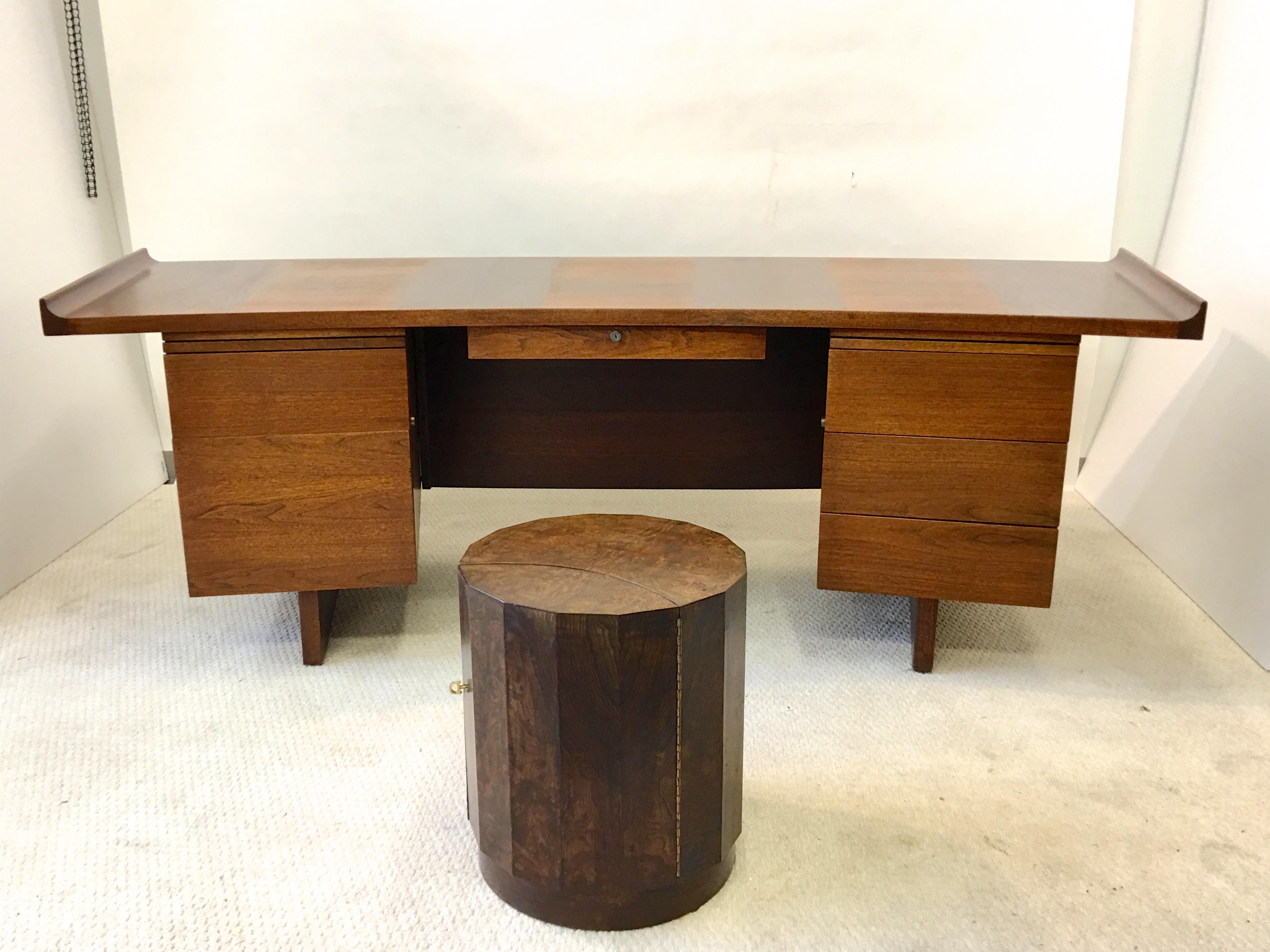 Mid-20th Century Edward Wormley for Dunbar #6302C Pedestal Drum Bar Cabinet