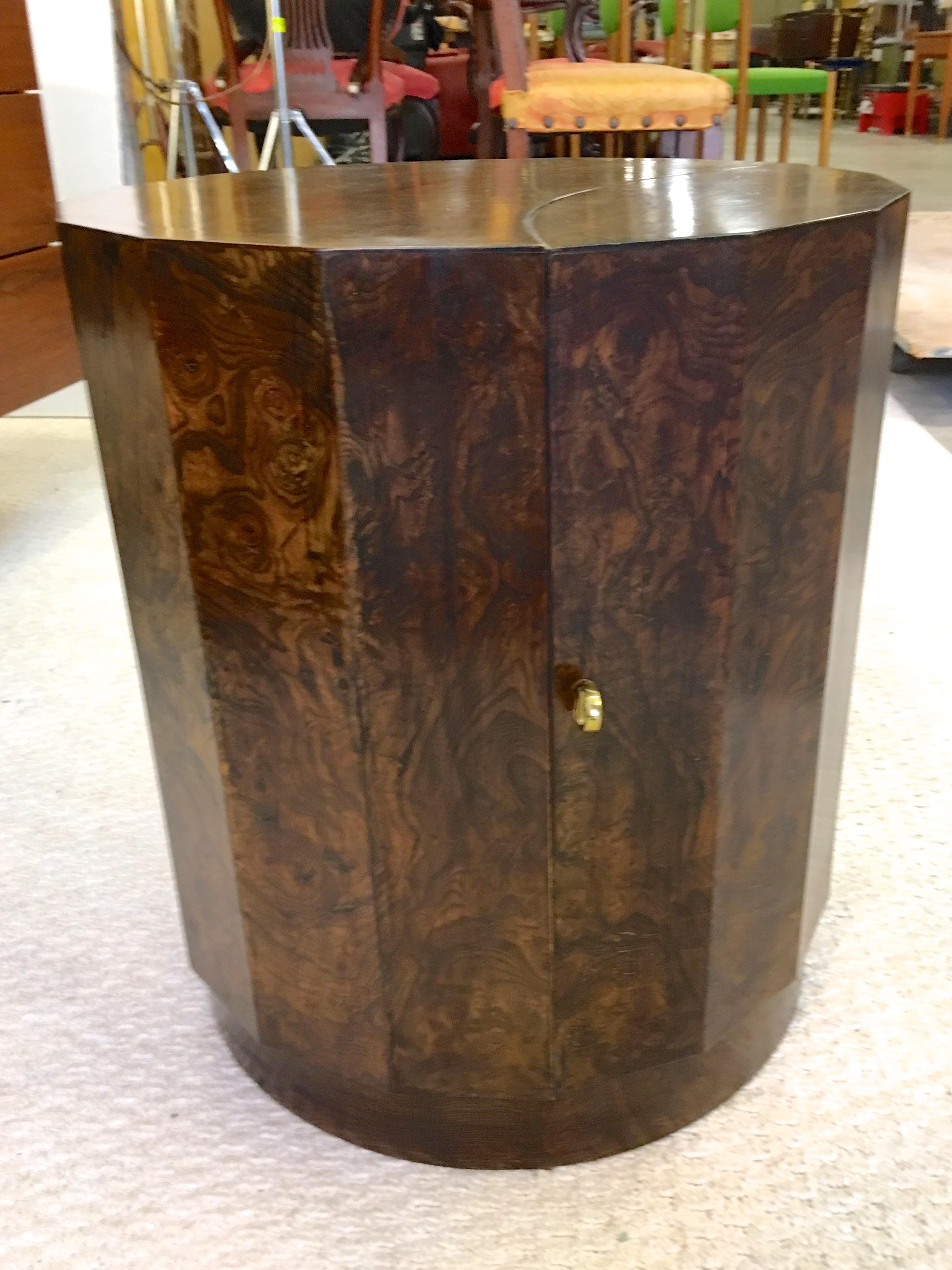 Burl Edward Wormley for Dunbar #6302C Pedestal Drum Bar Cabinet