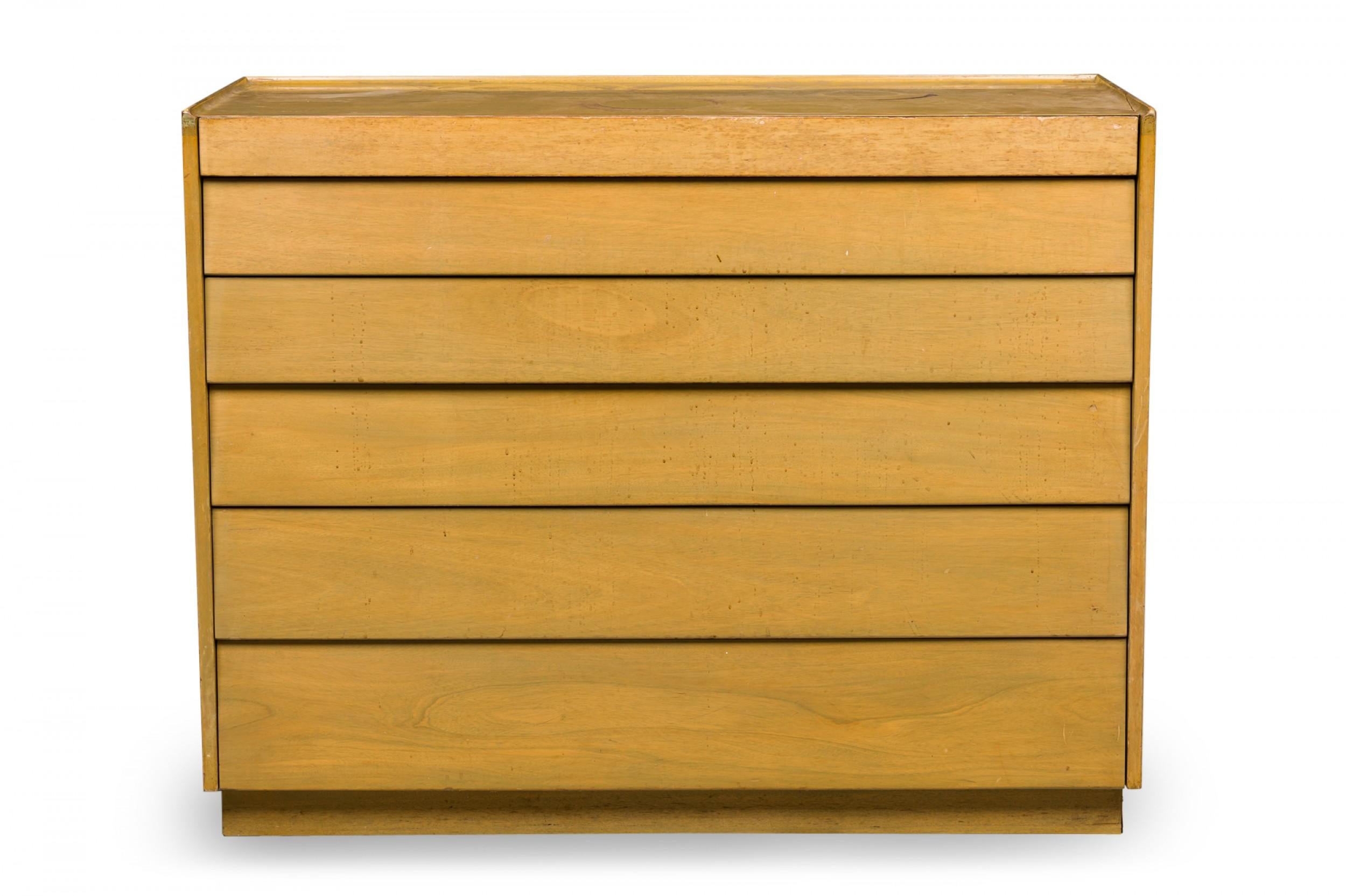 American mid-century maple louver front chest with 6 drawers in descending size. (EDWARD WORMLEY FOR DUNBAR FURNITURE COMPANY)
 
