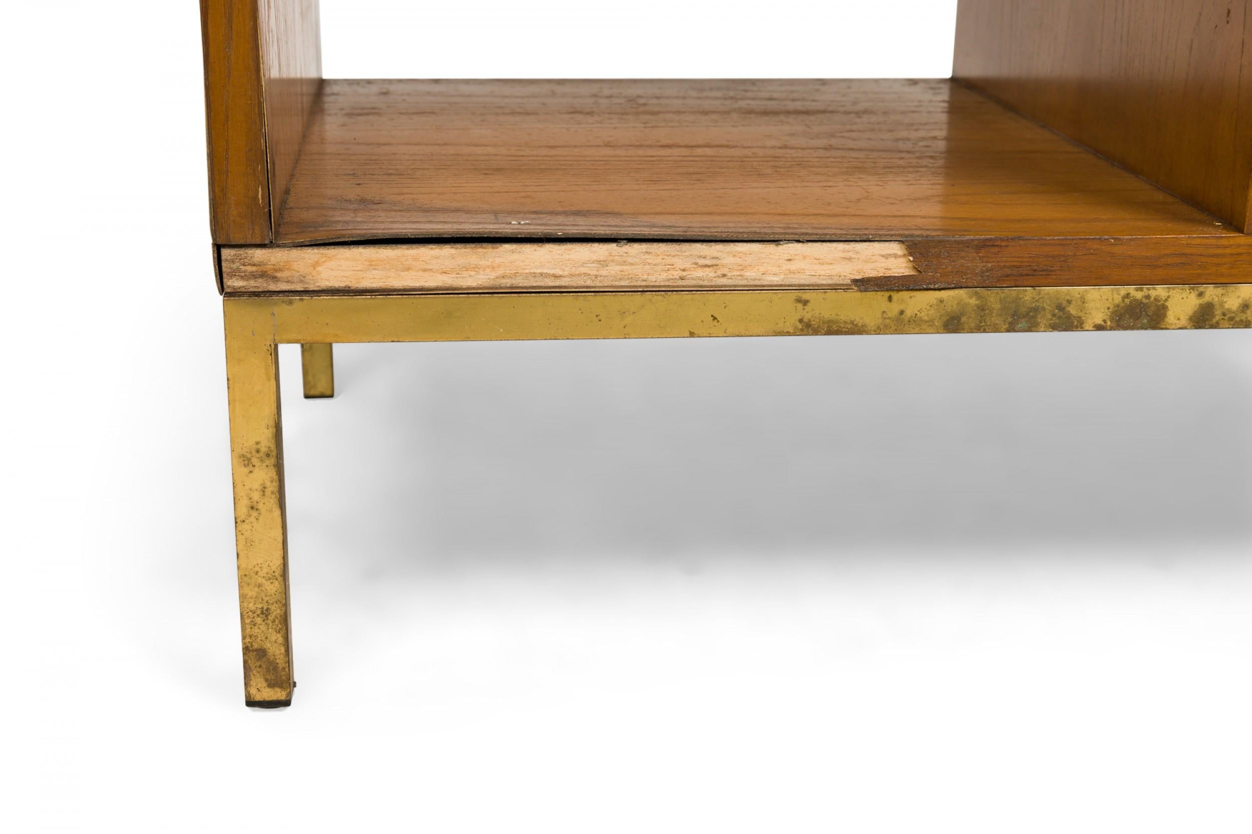 Brass Edward Wormley for Dunbar American Mid-Century Slate and Wood Dry Bar Table For Sale
