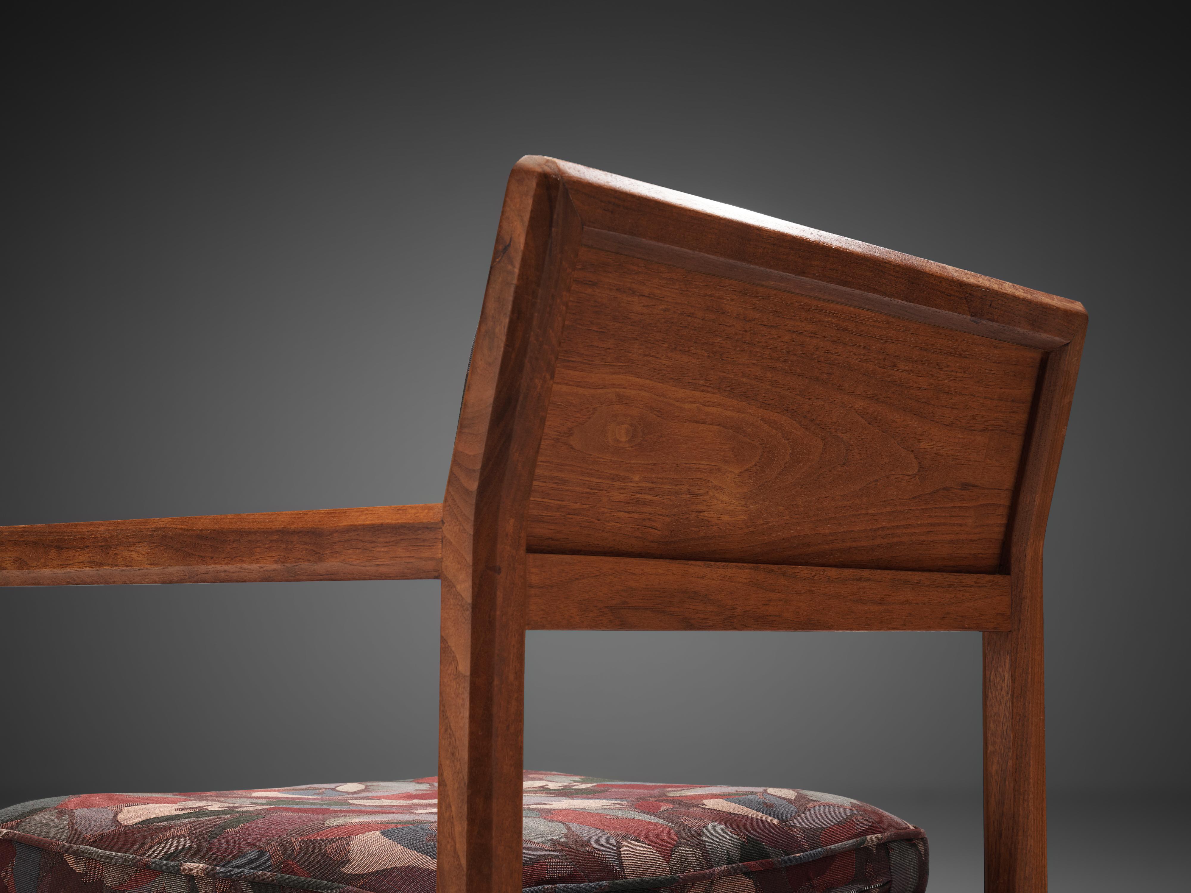 Mid-20th Century Edward Wormley for Dunbar Armchair in Patterned Upholstery and Teak For Sale