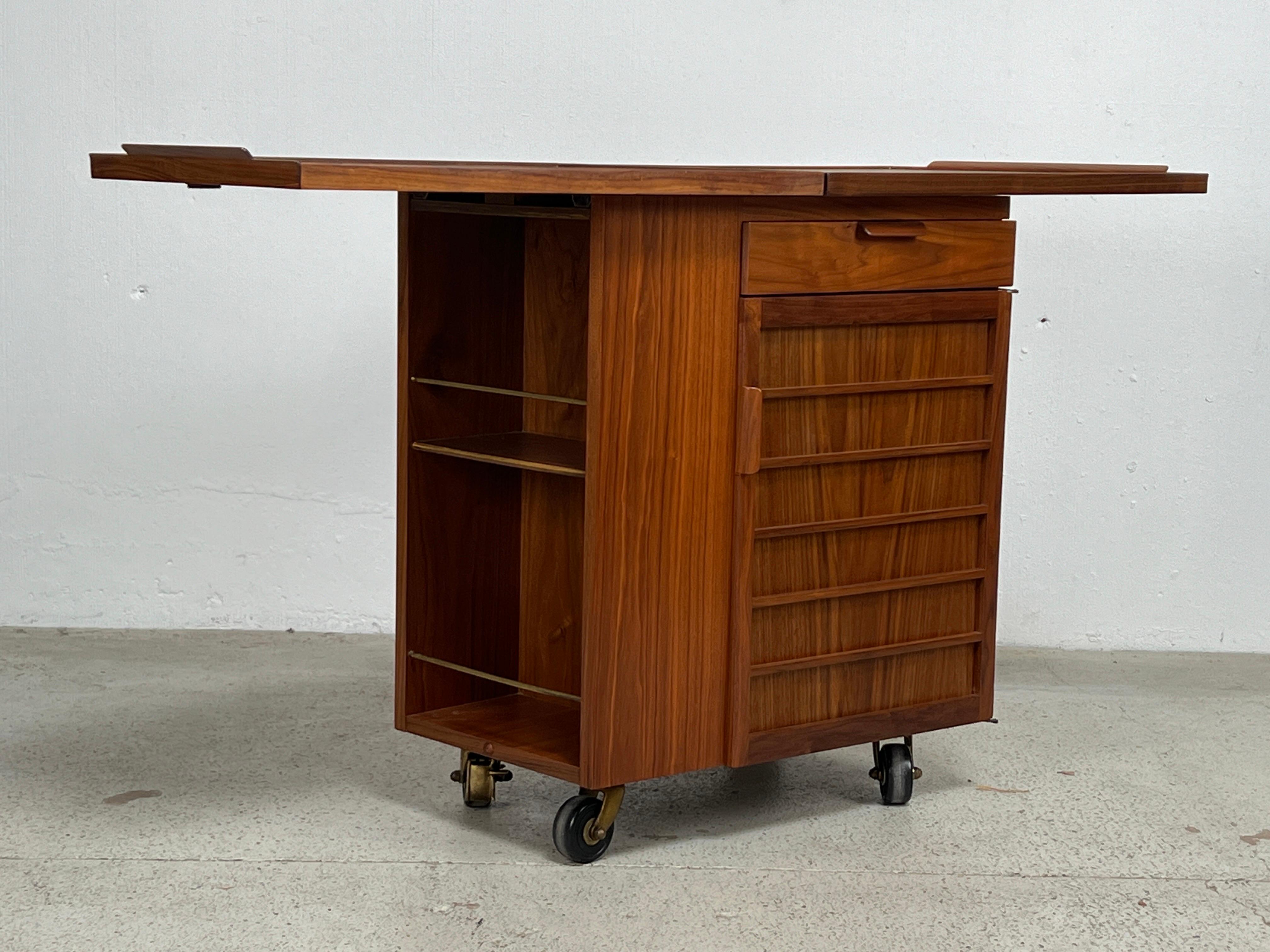 Walnut Edward Wormley for Dunbar Bar Cart