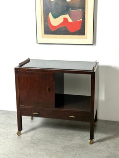 Edward Wormley for Dunbar Bar Cart Server Cabinet, Walnut Rosewood & Brass 1950s