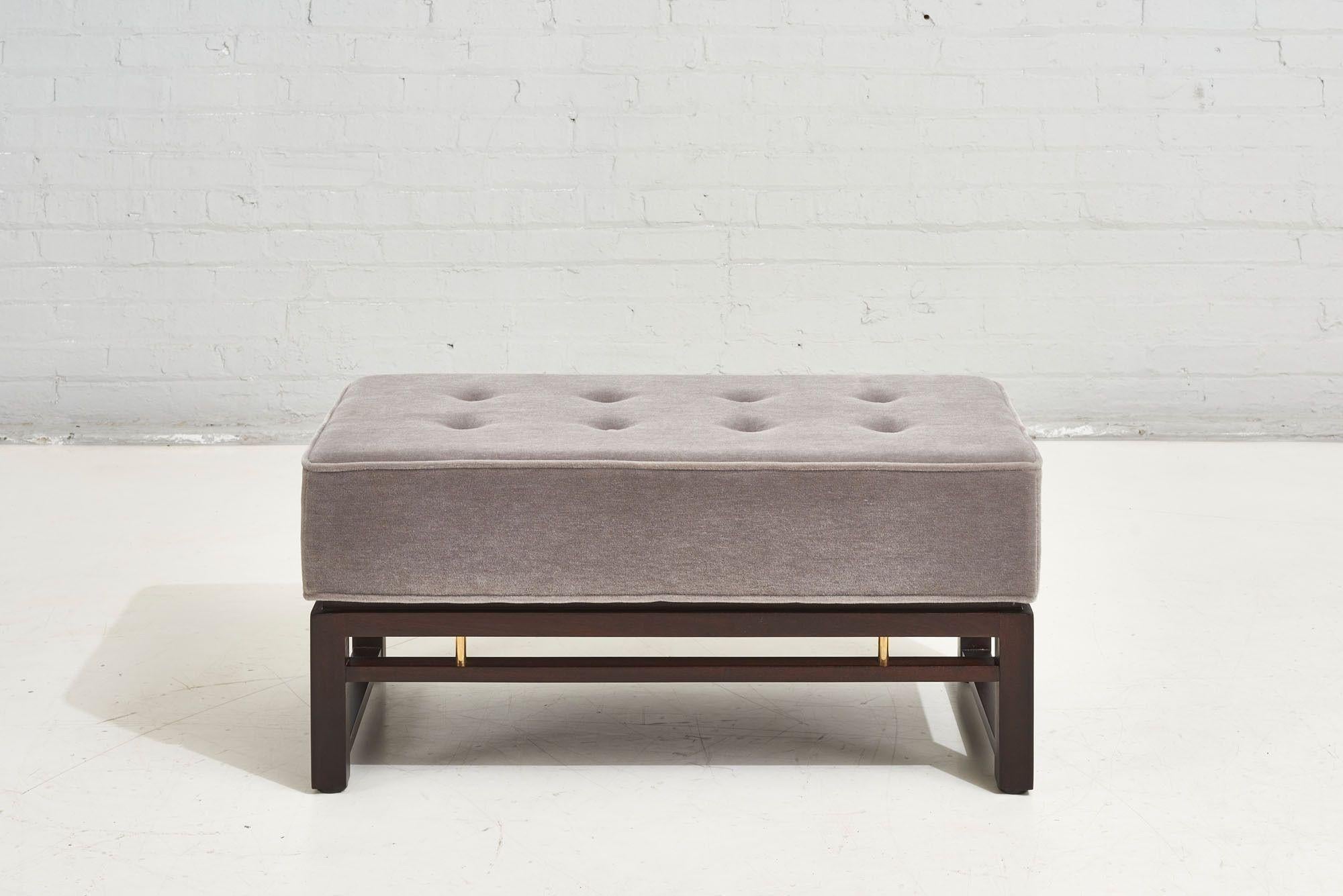 Edward Wormley for Dunbar Bench, 1960. Restored and reupholstered in gray mohair.