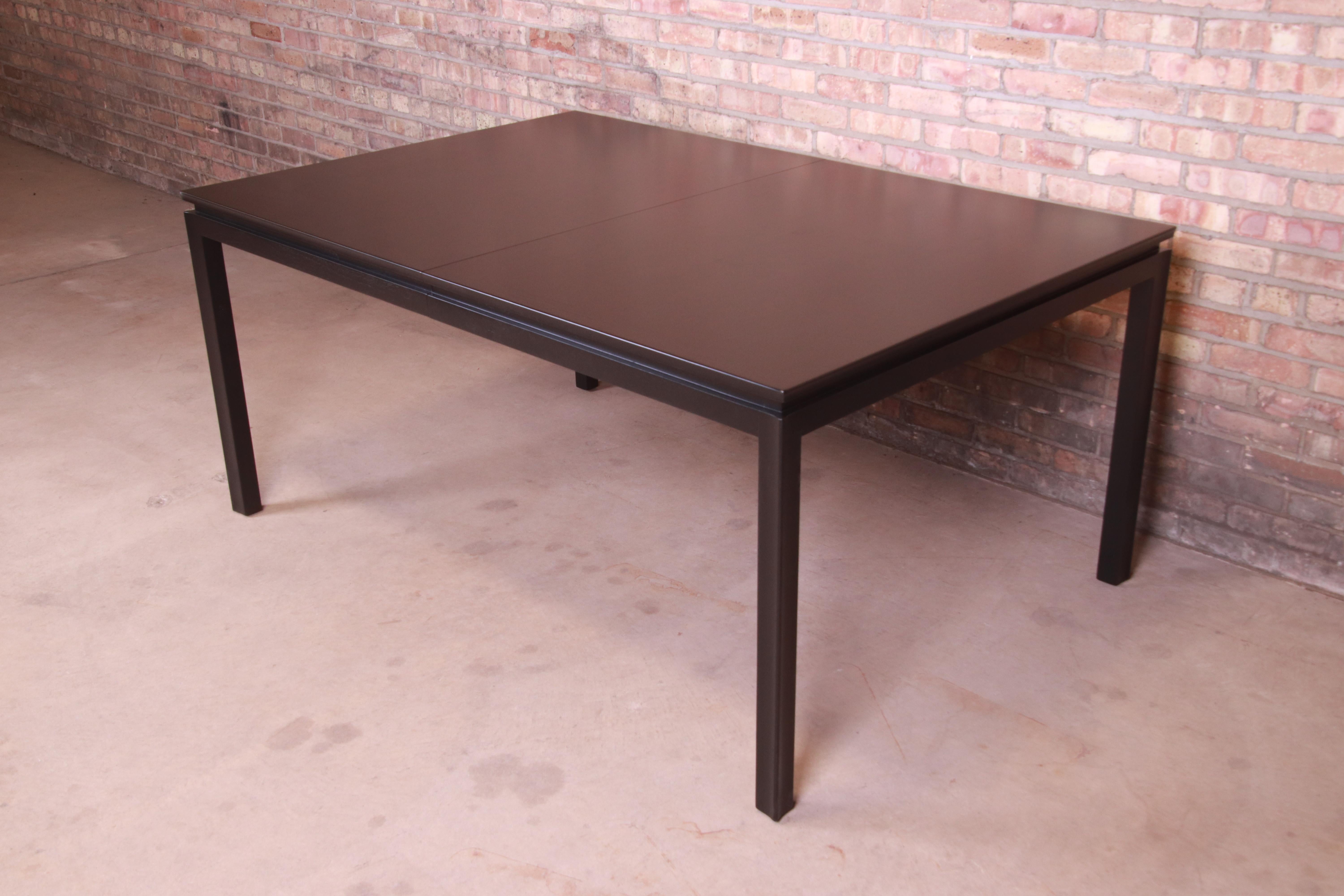 Edward Wormley for Dunbar Black Lacquered Extension Dining Table, Refinished 3