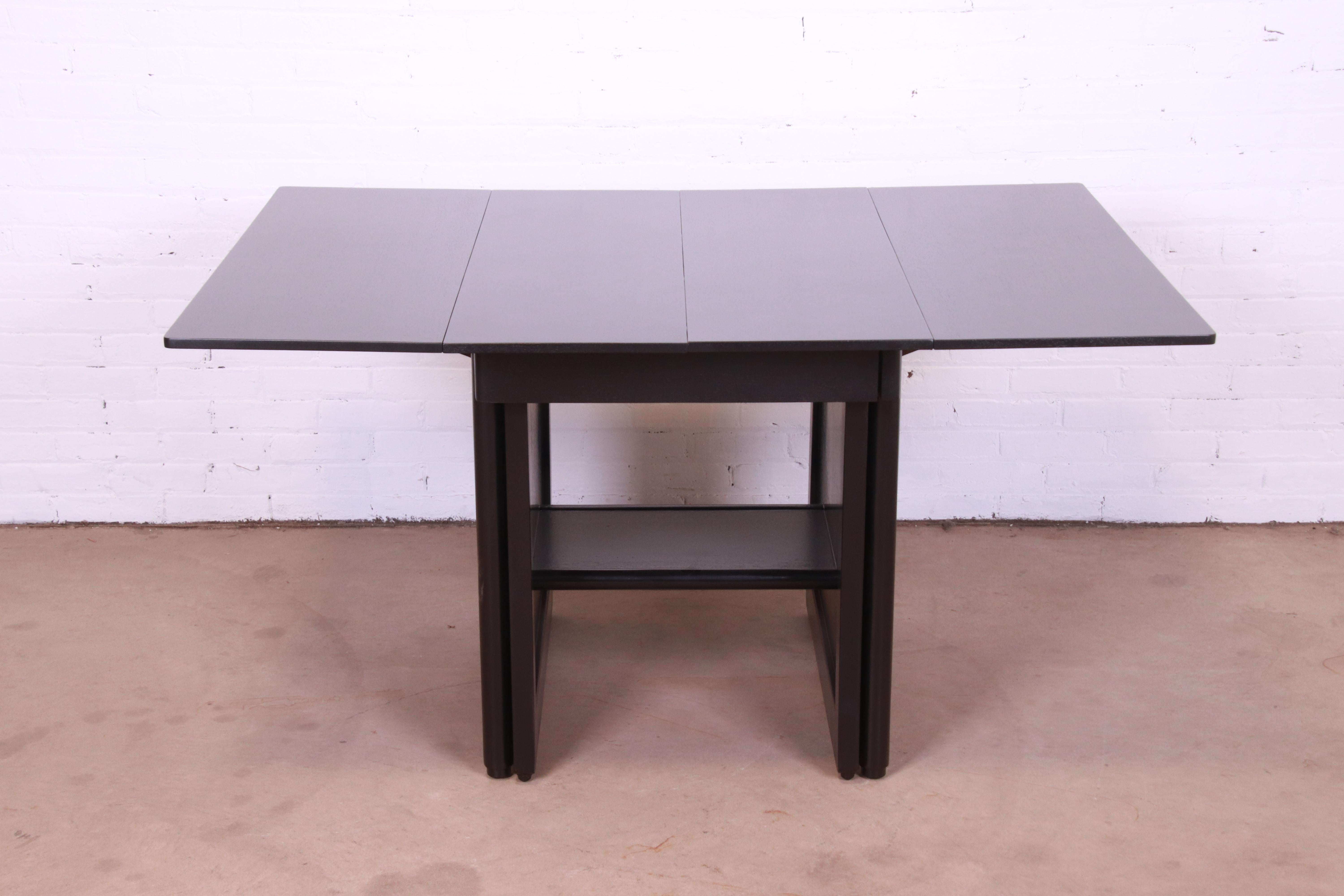 Edward Wormley for Dunbar Black Lacquered Extension Dining Table, Refinished For Sale 3