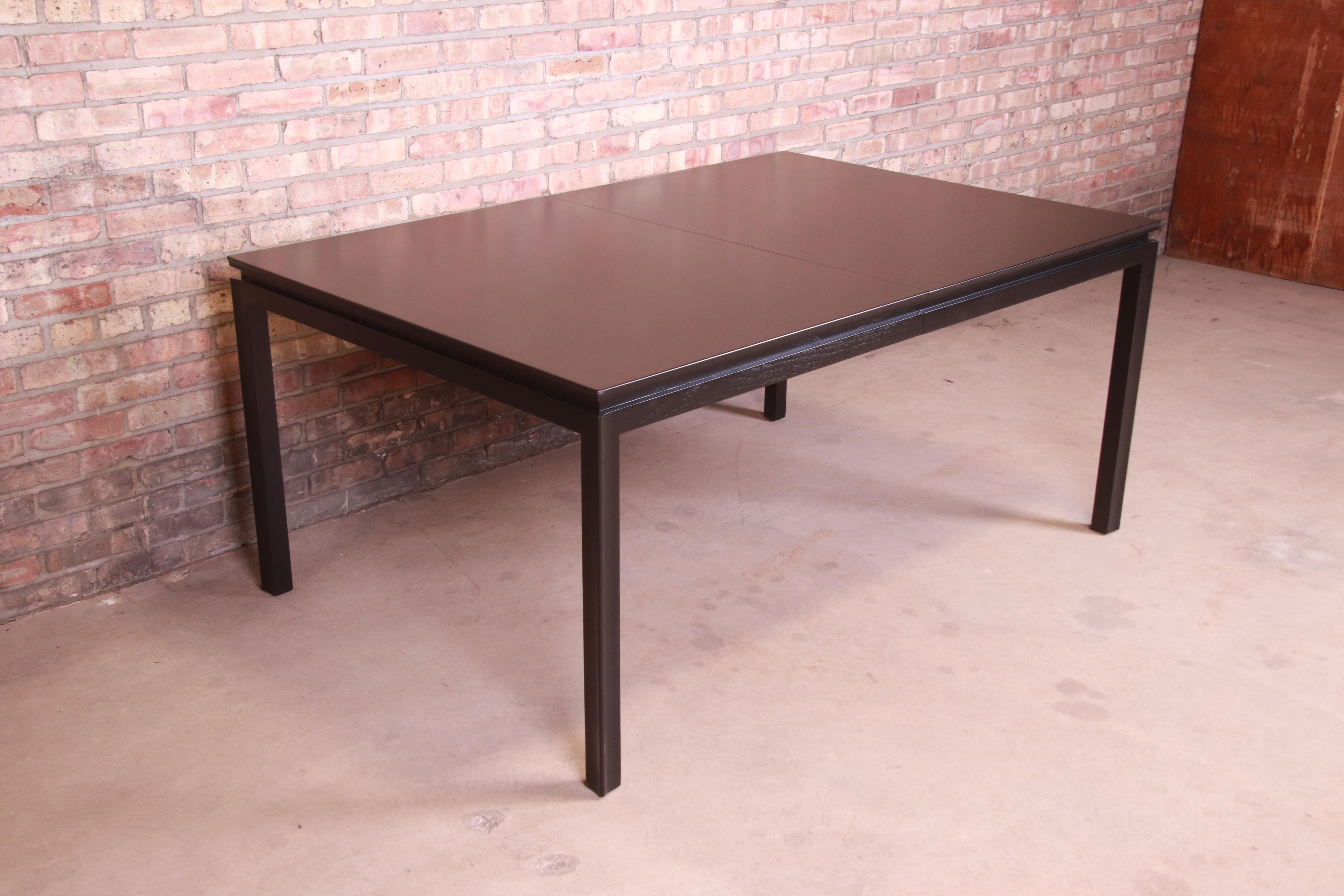 Edward Wormley for Dunbar Black Lacquered Extension Dining Table, Refinished 4