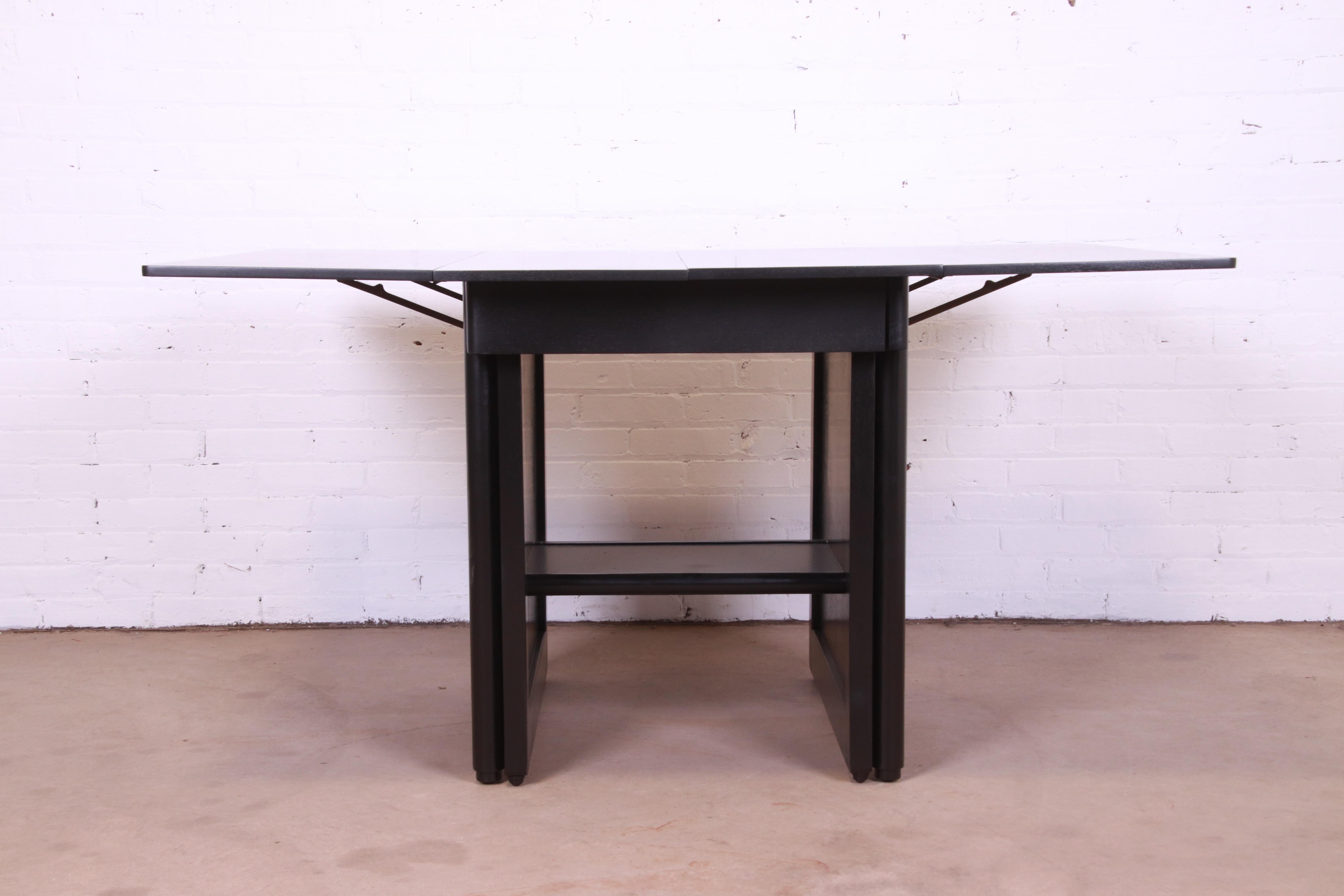 Edward Wormley for Dunbar Black Lacquered Extension Dining Table, Refinished For Sale 4