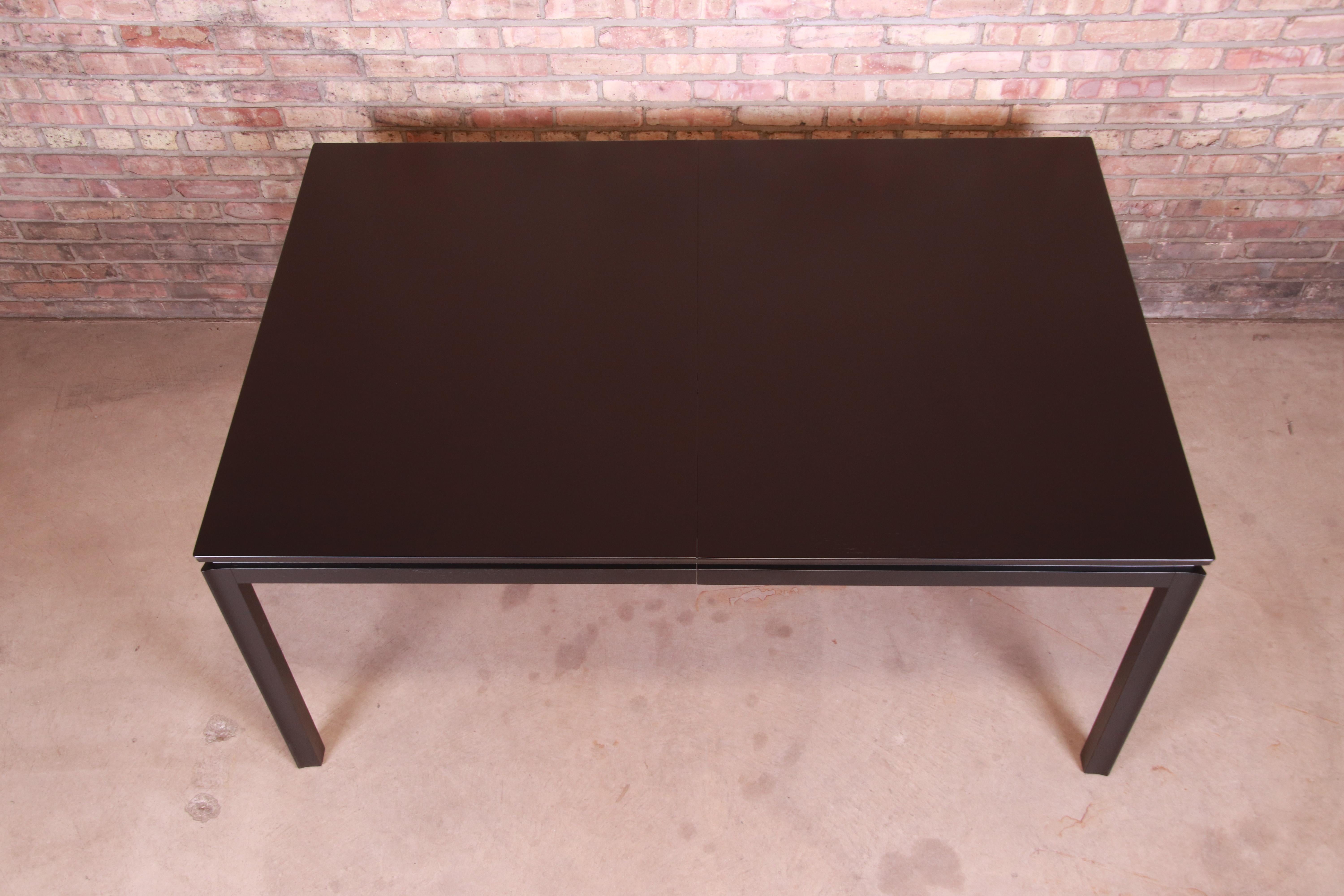 Edward Wormley for Dunbar Black Lacquered Extension Dining Table, Refinished 5