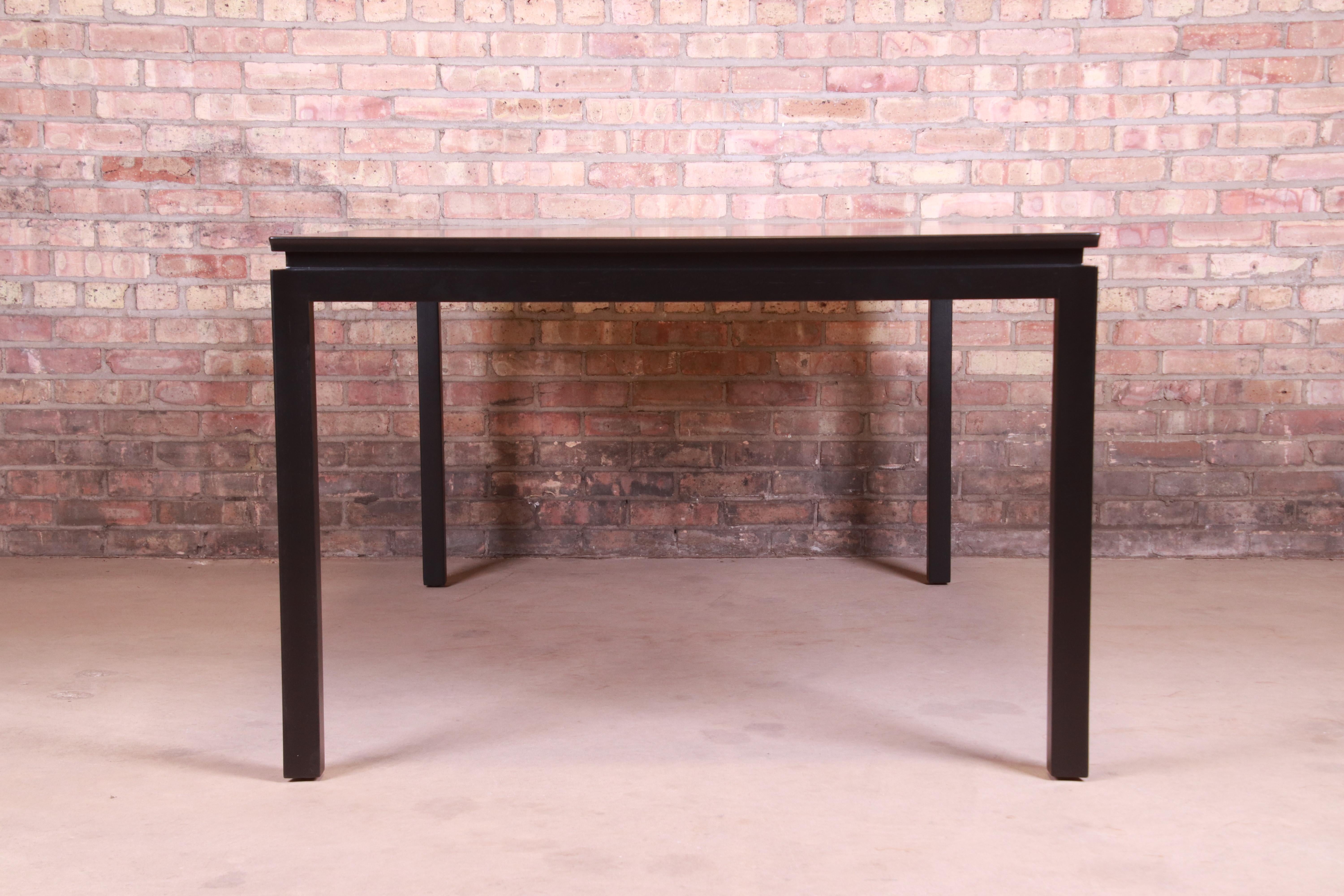 Edward Wormley for Dunbar Black Lacquered Extension Dining Table, Refinished 9