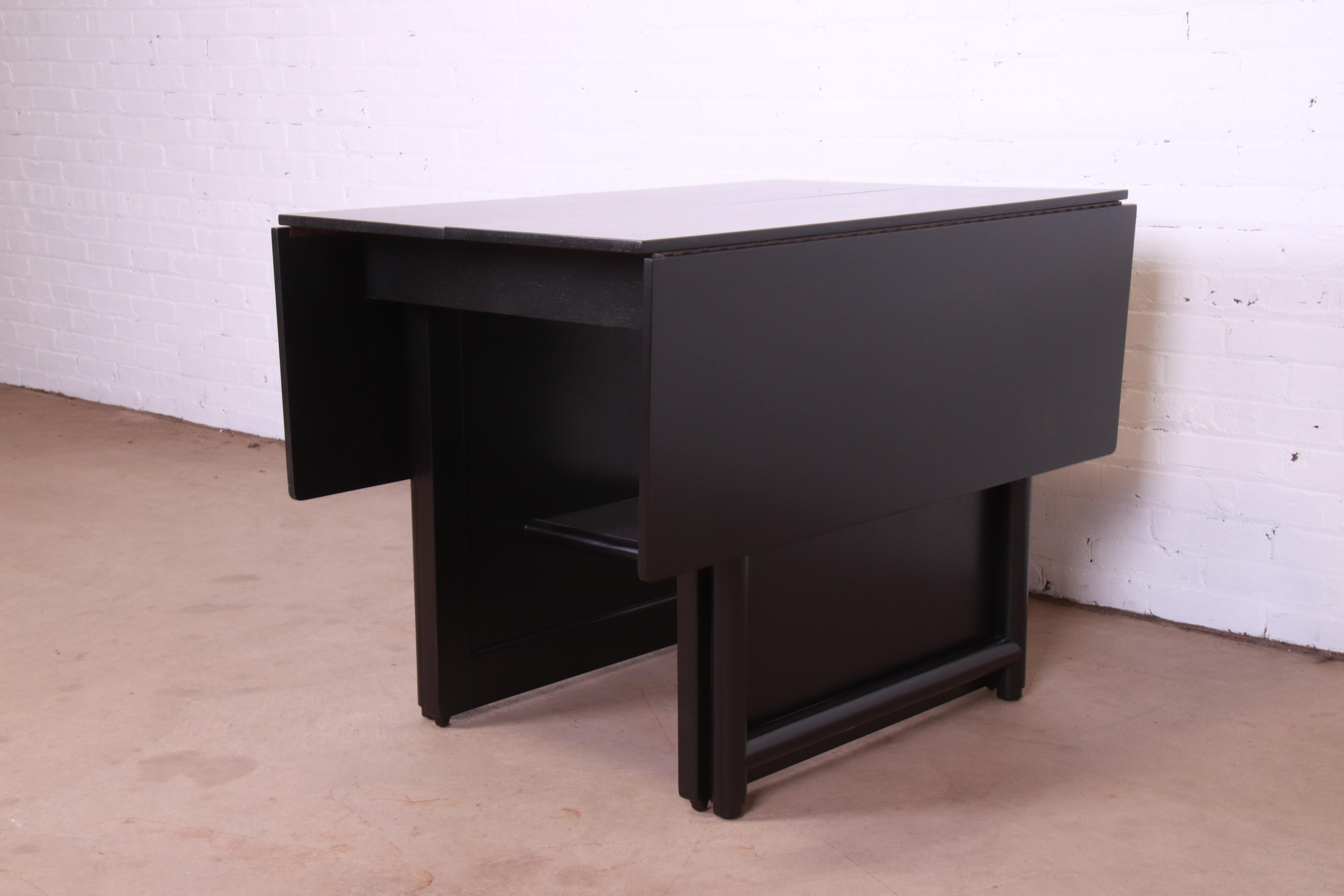 Edward Wormley for Dunbar Black Lacquered Extension Dining Table, Refinished For Sale 11